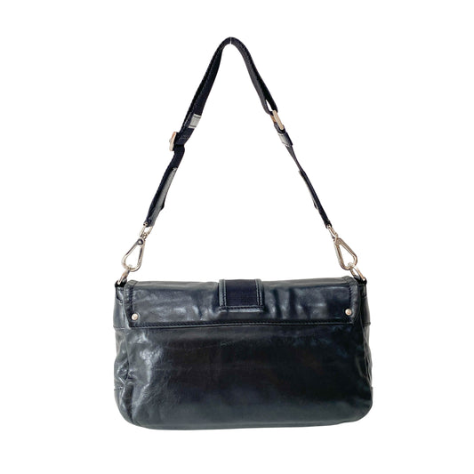 Moon Black Leather Shoulder Bag