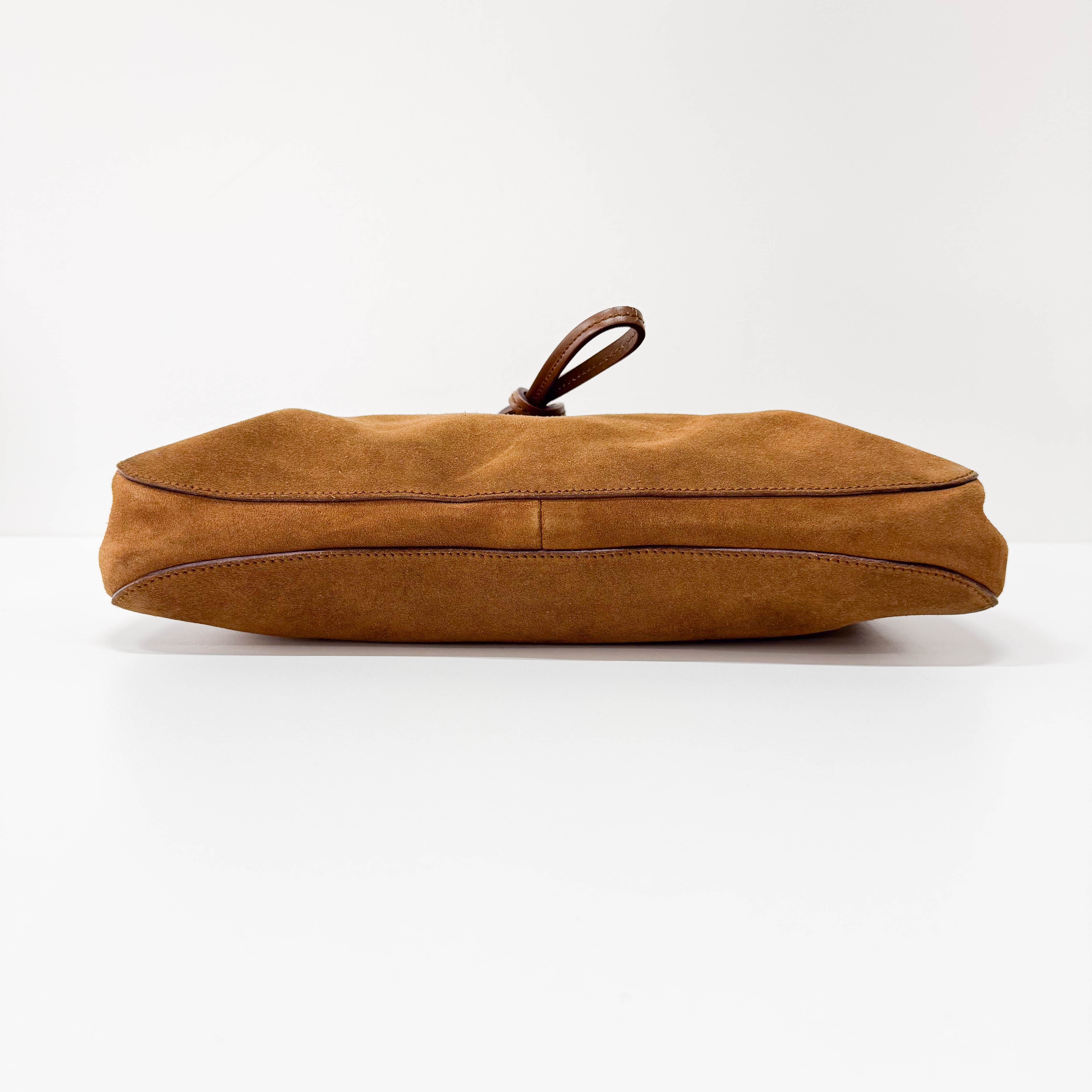 Horsebit Hobo Brown Suede Shoulder Bag