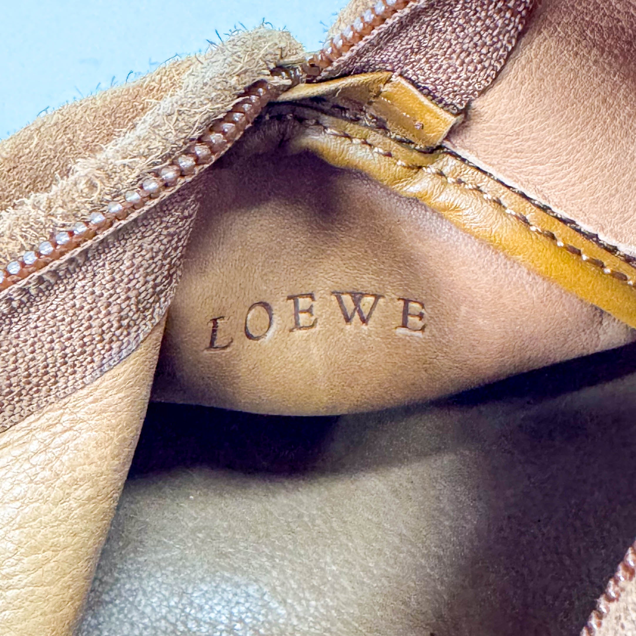 Anagram Brown Suede Boston Bag