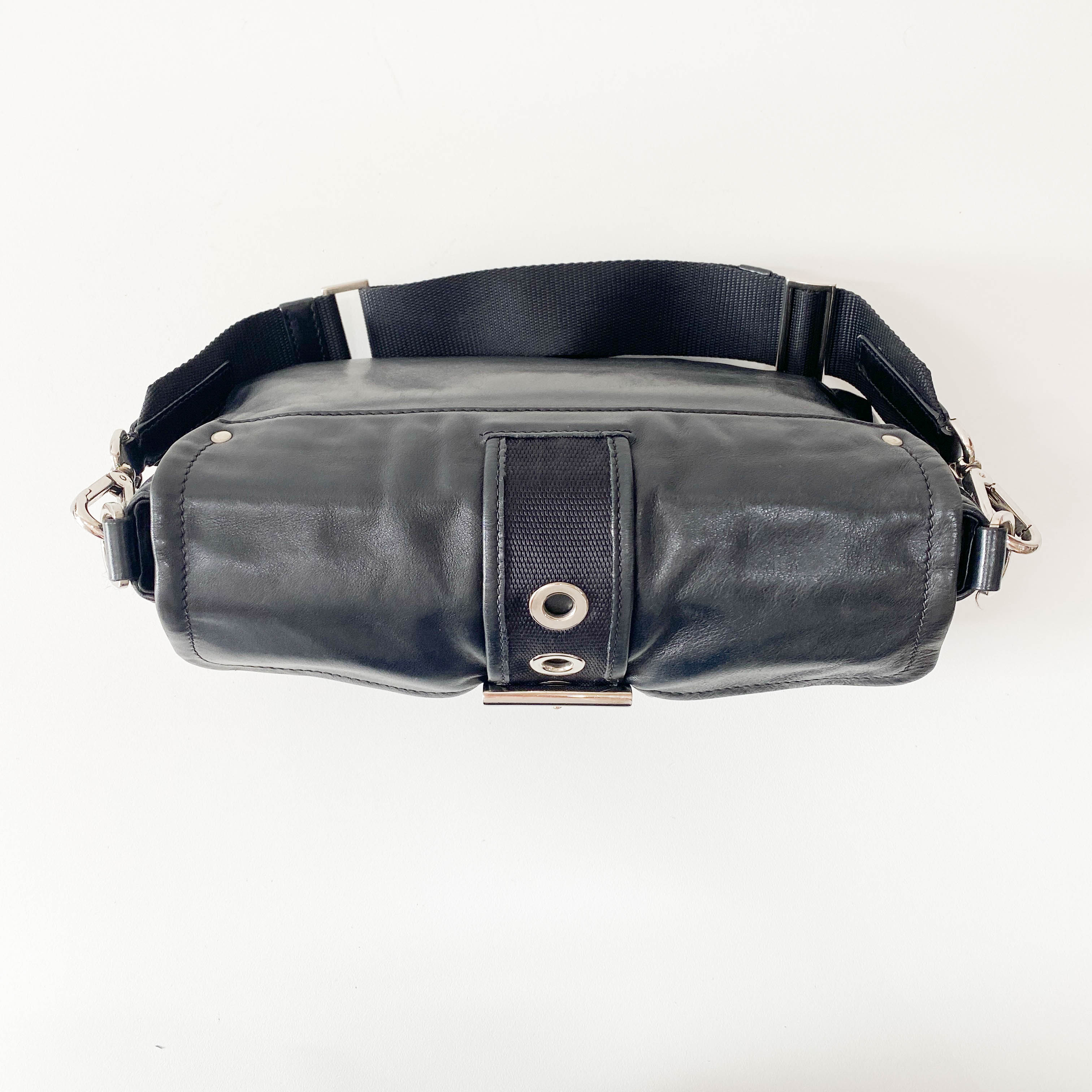 Moon Black Leather Shoulder Bag