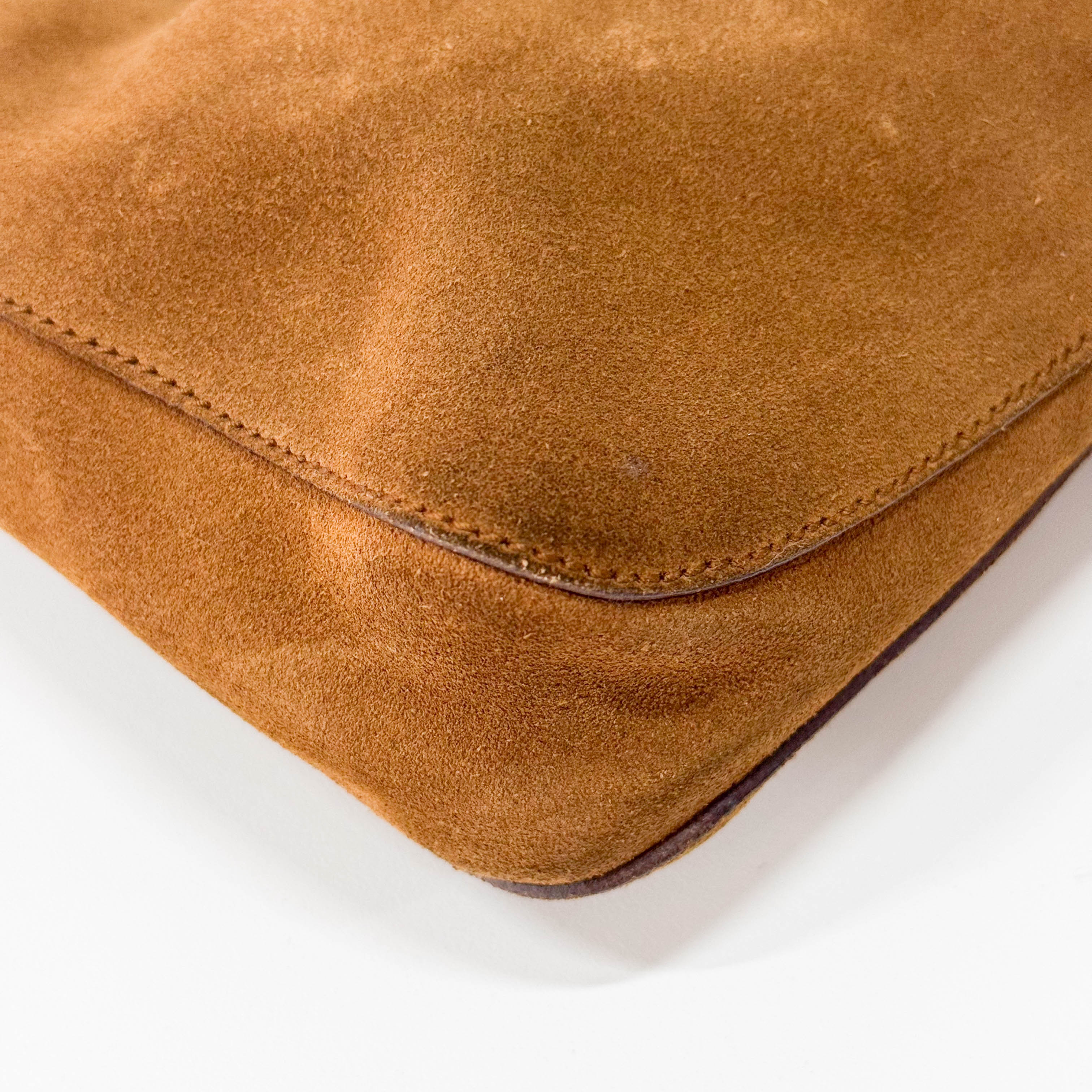 Horsebit Hobo Brown Suede Shoulder Bag