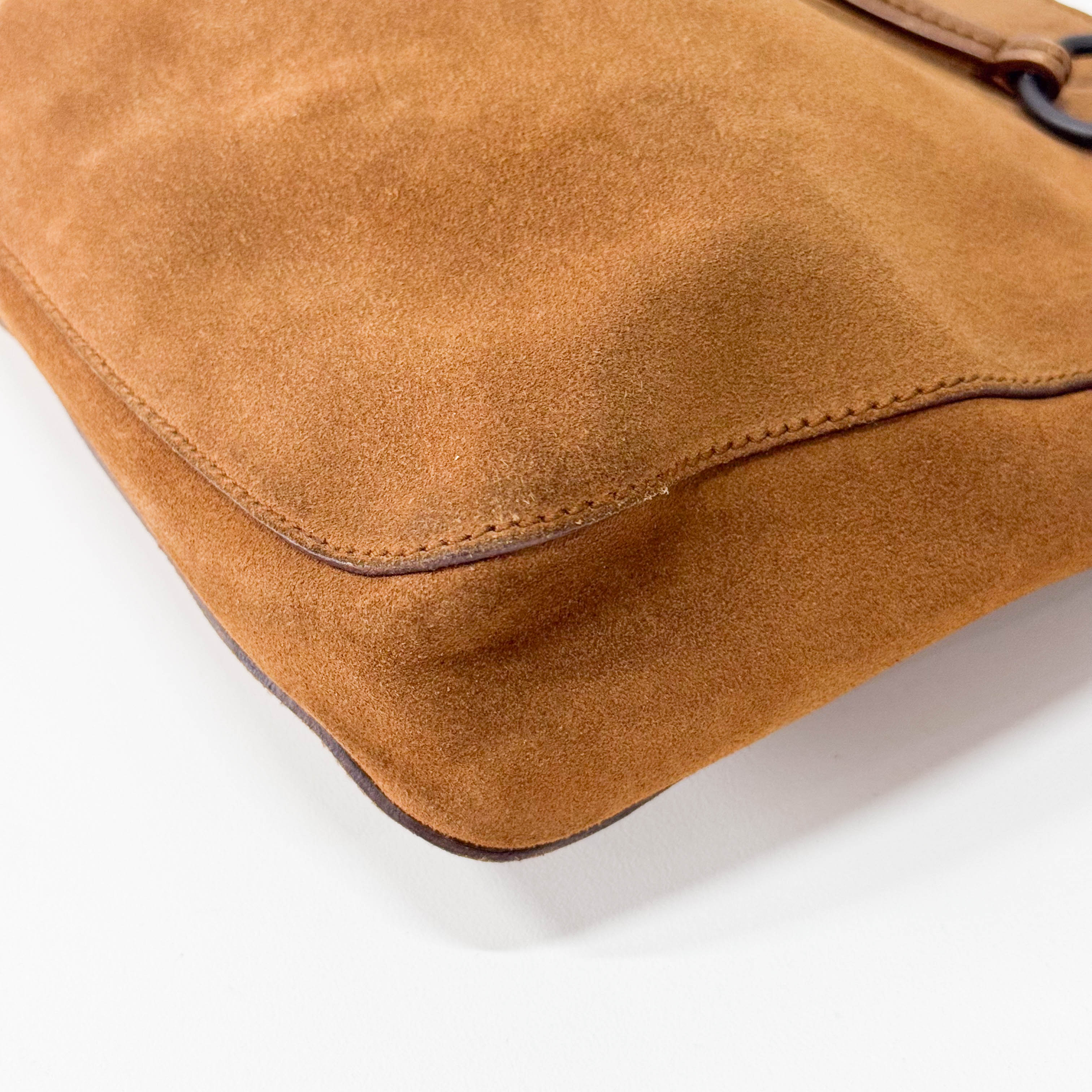 Horsebit Hobo Brown Suede Shoulder Bag