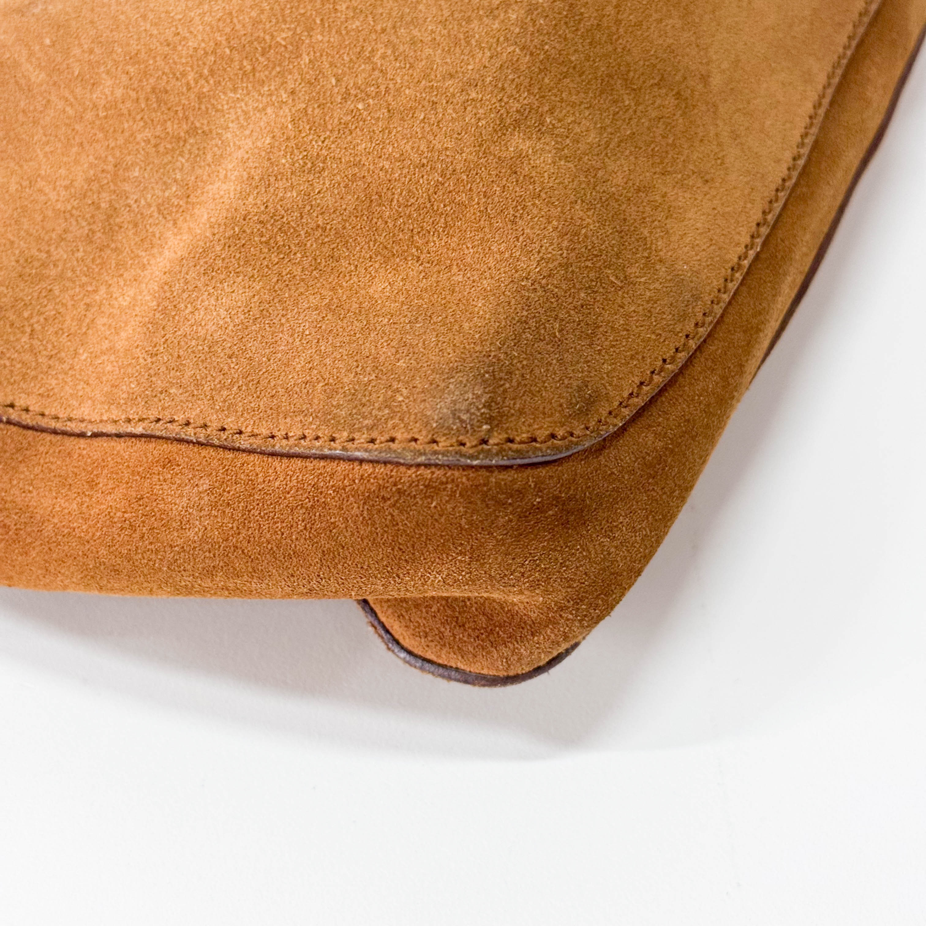Horsebit Hobo Brown Suede Shoulder Bag