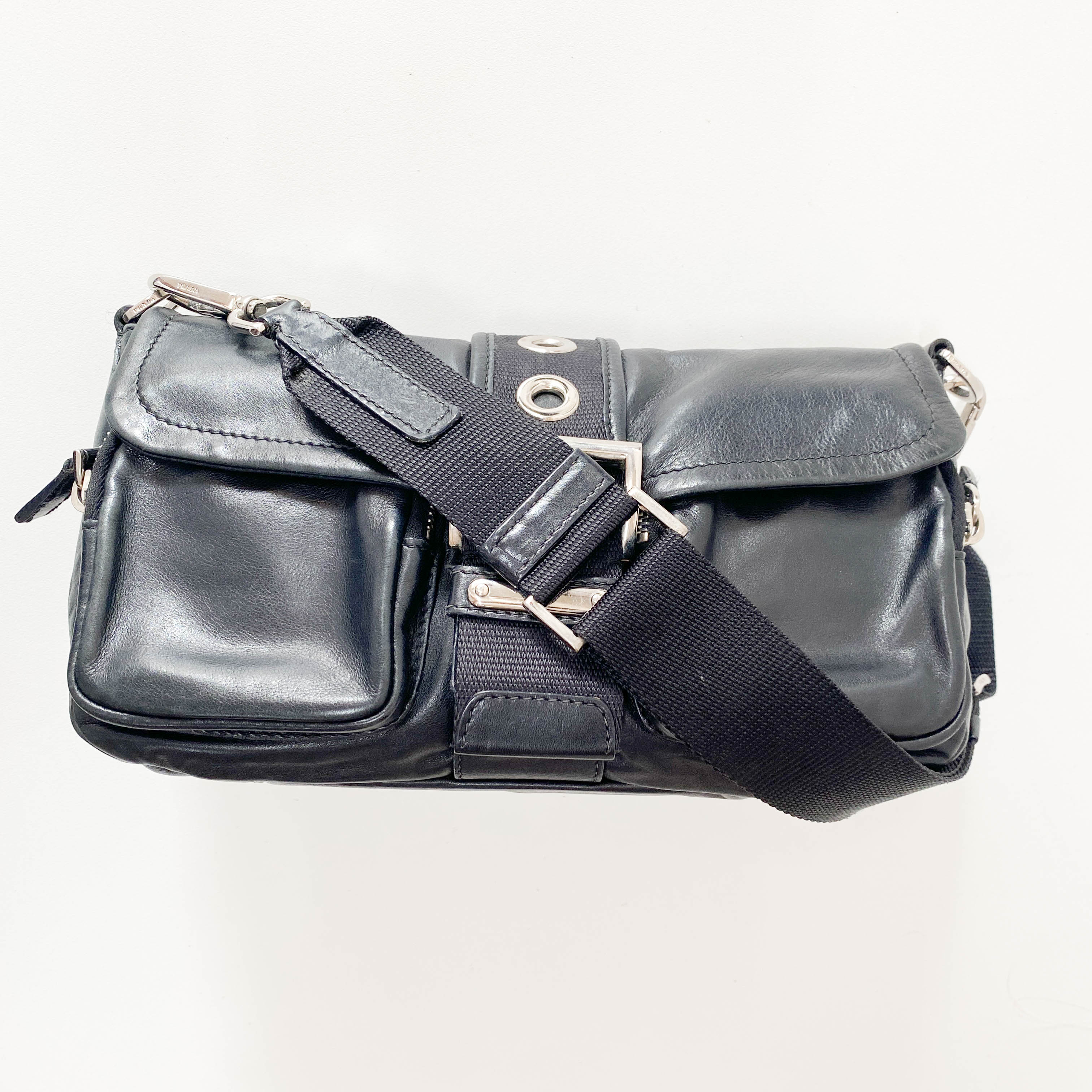 Moon Black Leather Shoulder Bag