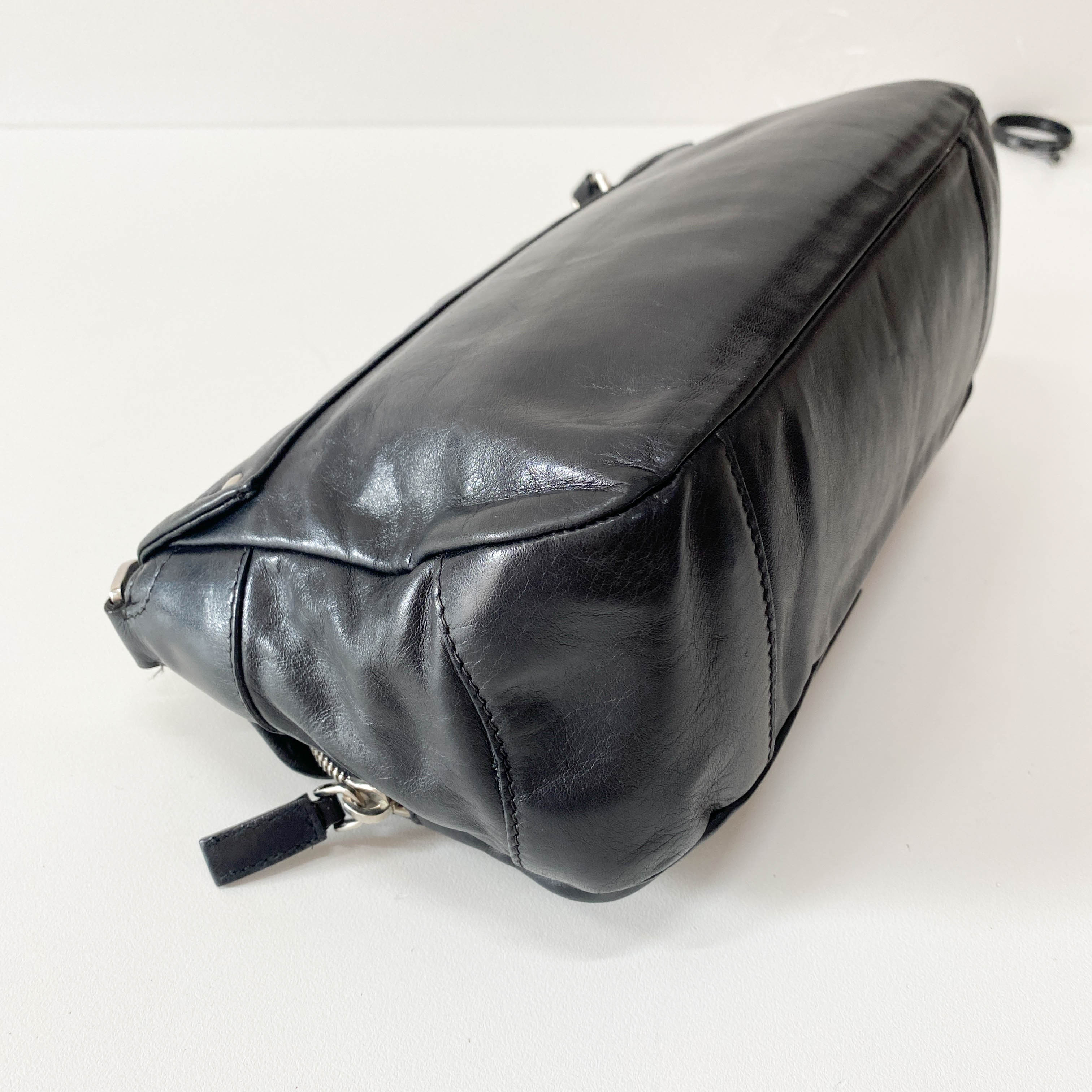 Moon Black Leather Shoulder Bag