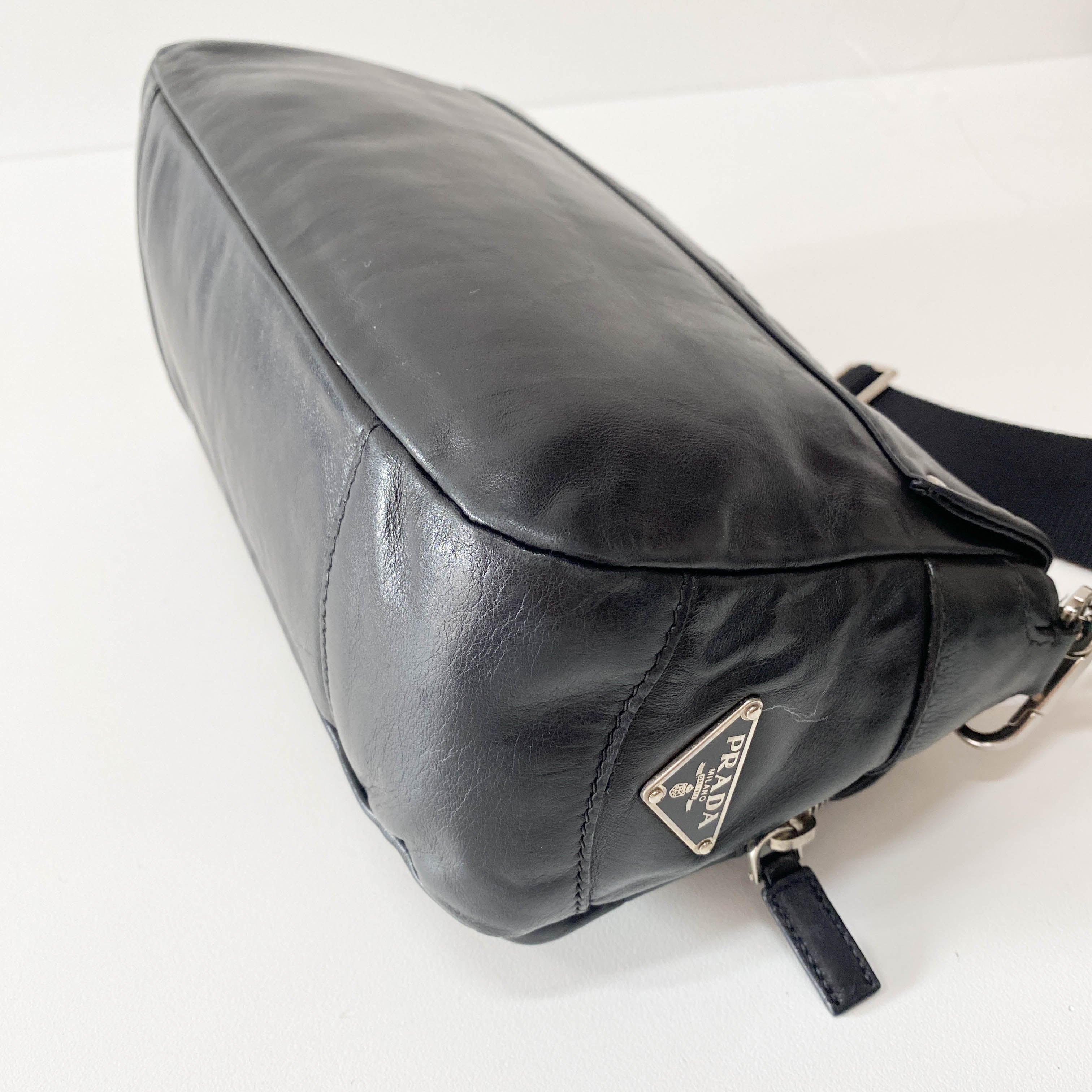 Moon Black Leather Shoulder Bag