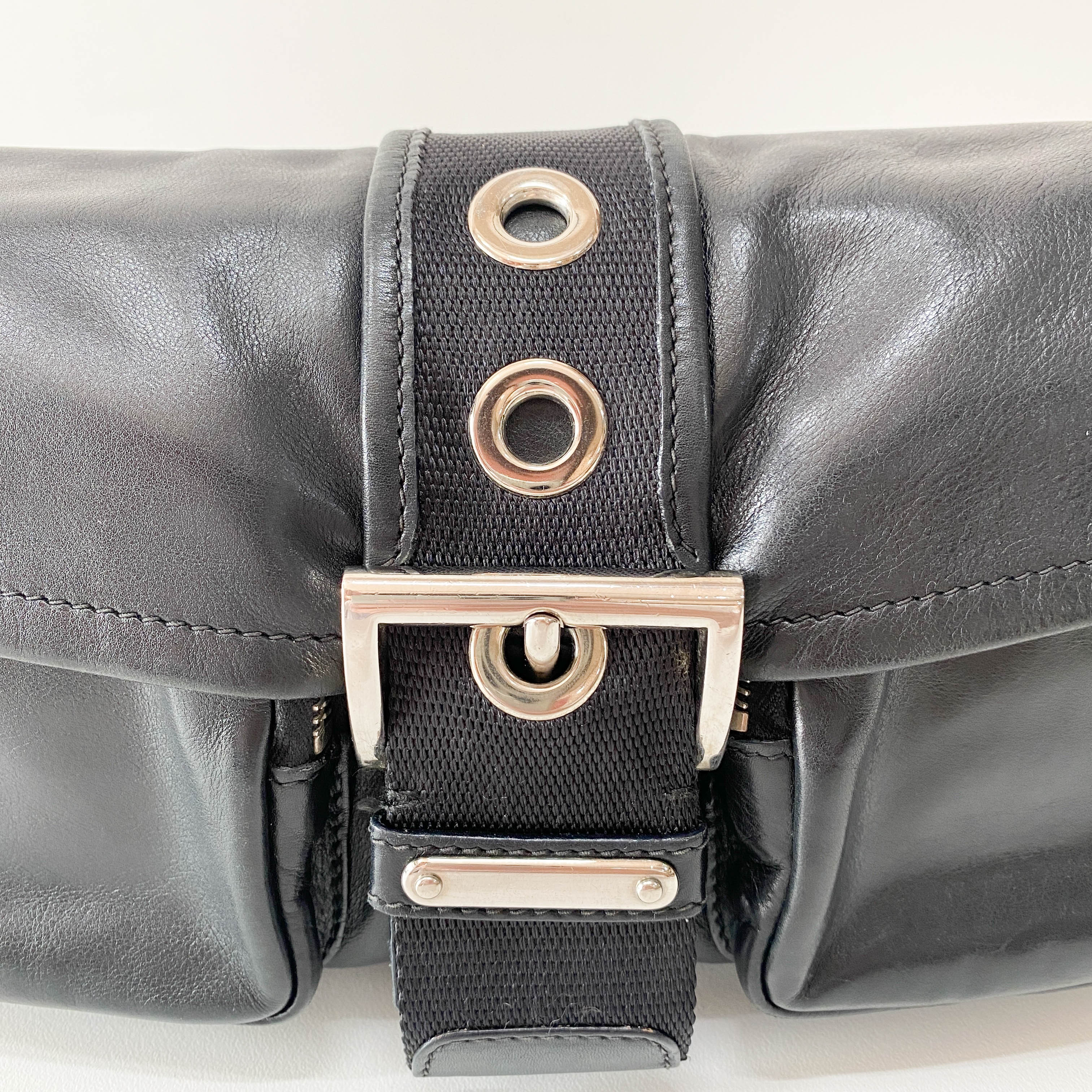Moon Black Leather Shoulder Bag