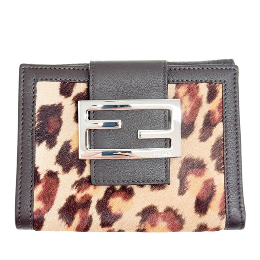 Wallet Brown Leopard Print Pony Hair