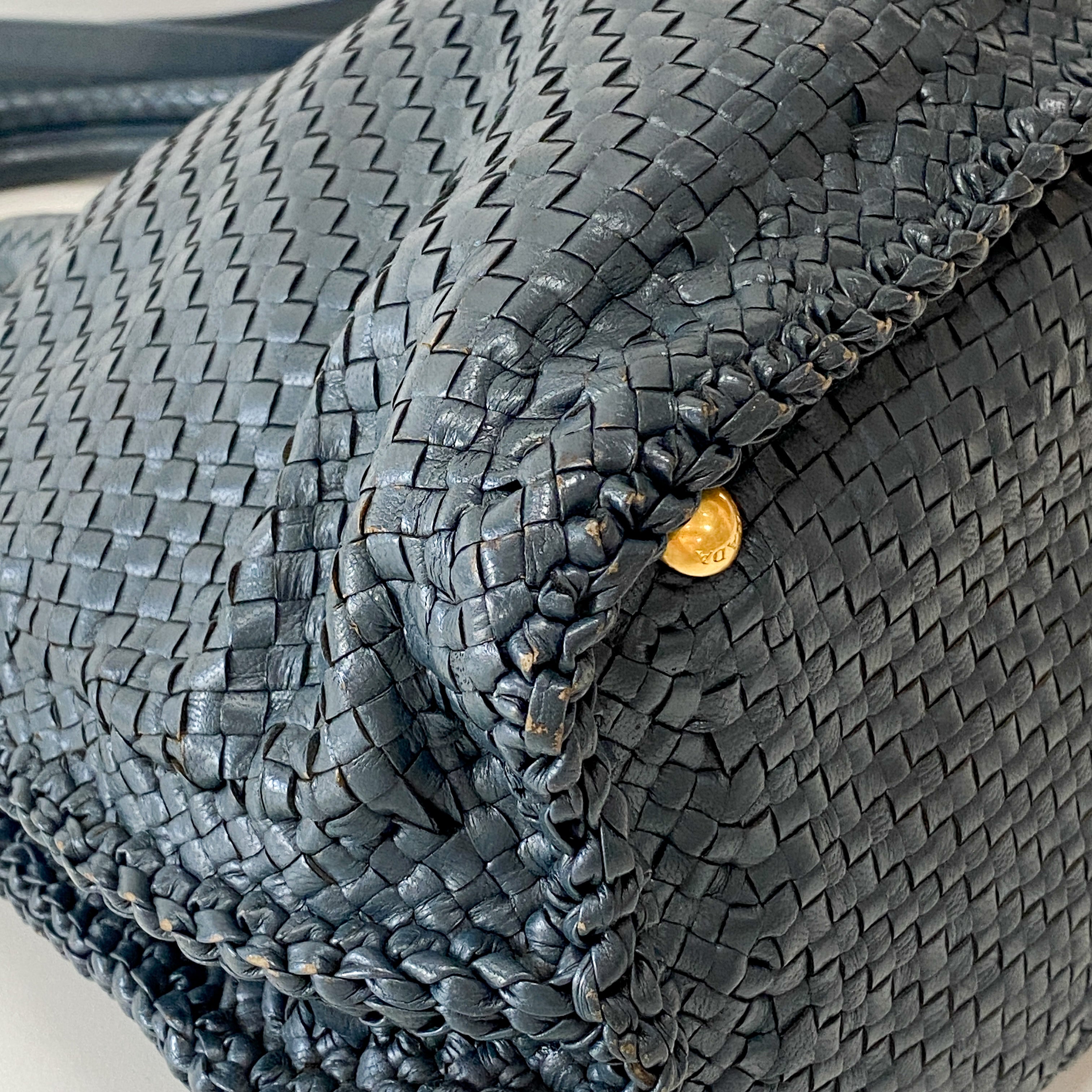 Grey Woven Leather Bag