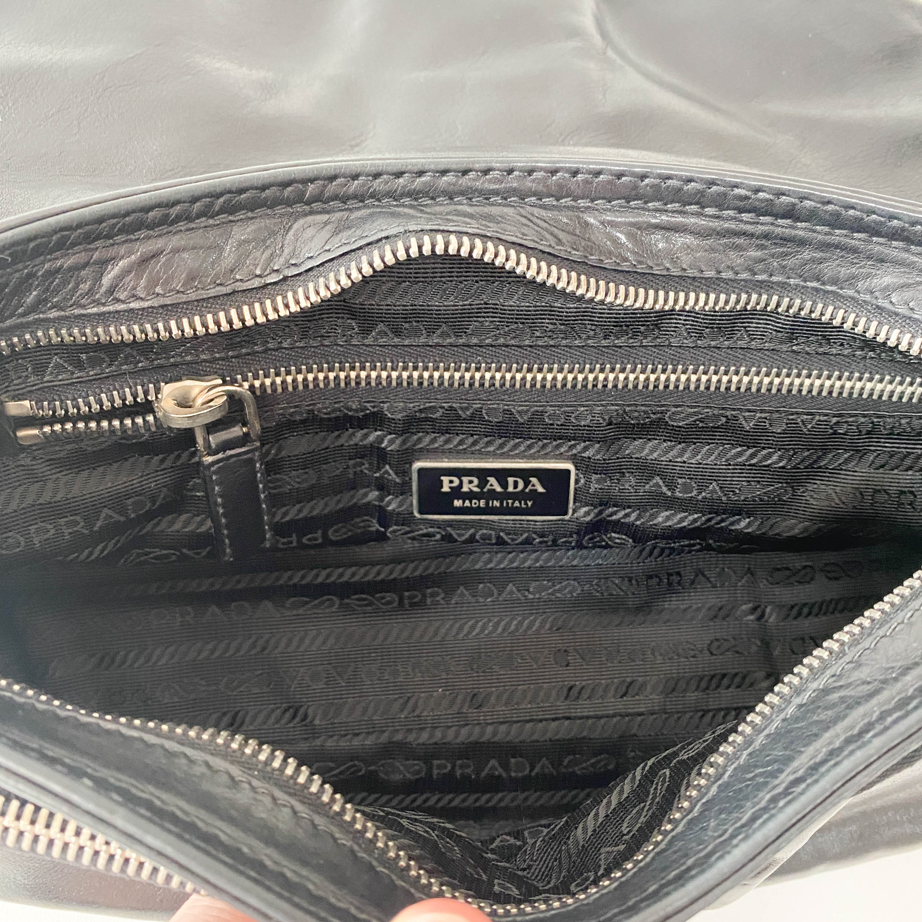 Moon Black Leather Shoulder Bag