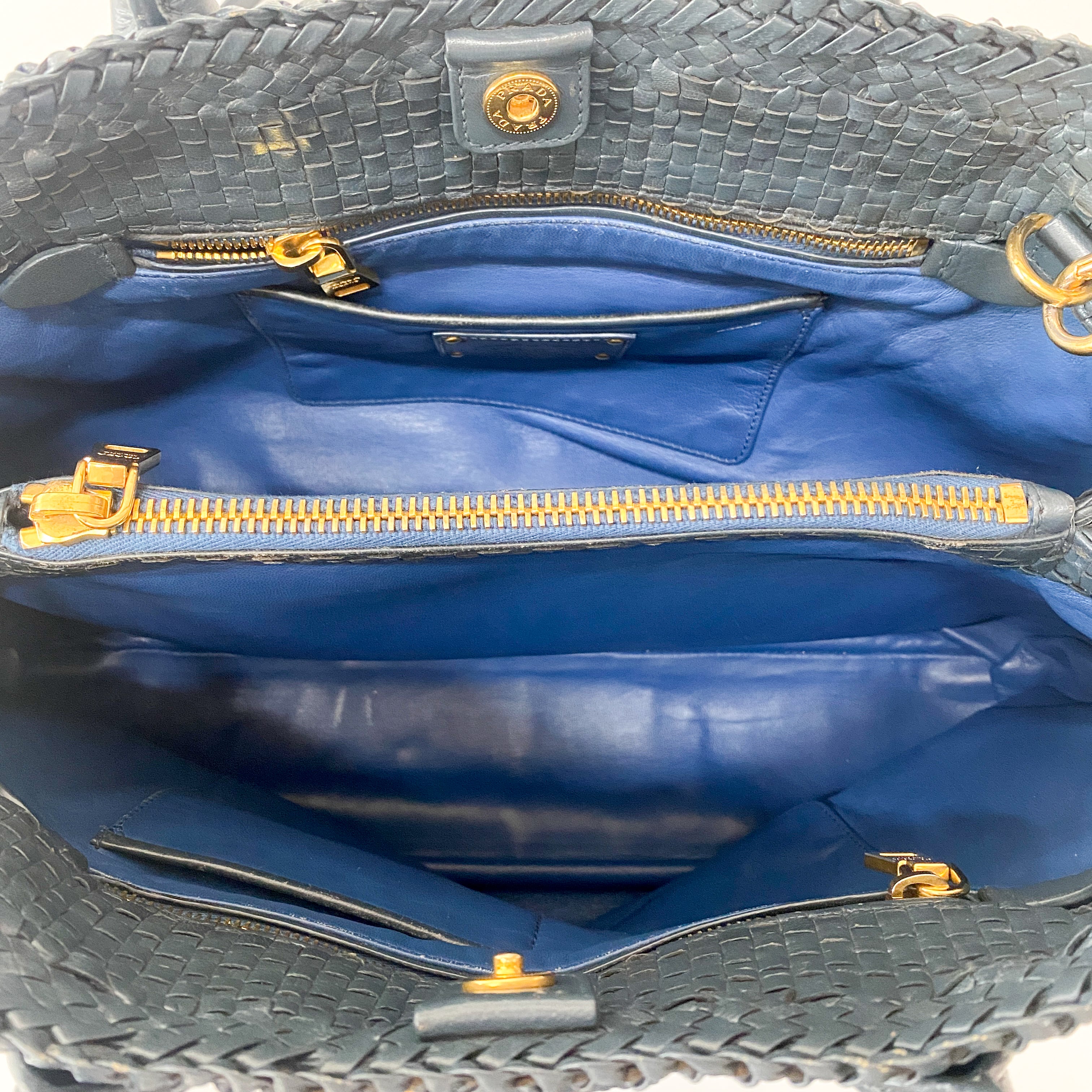 Grey Woven Leather Bag