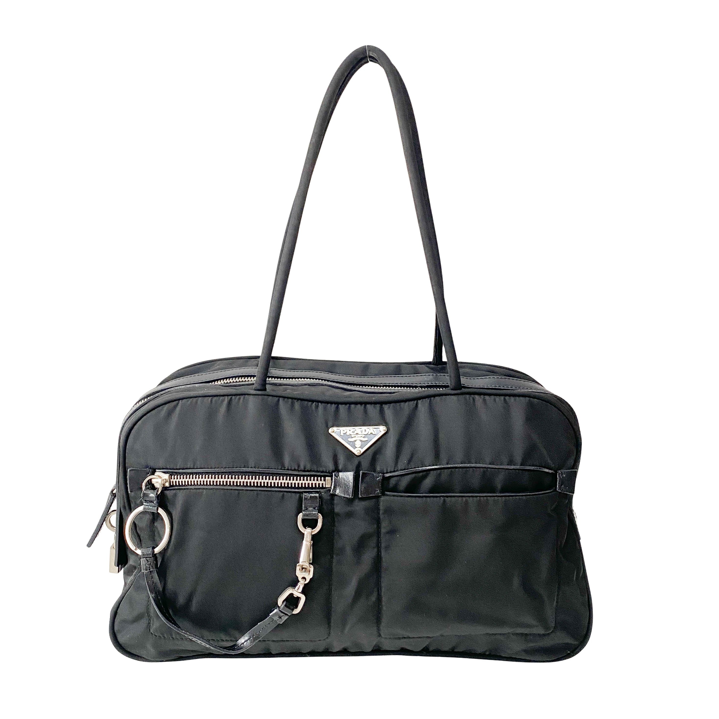 Tessuto Black Nylon Shoulder Bag