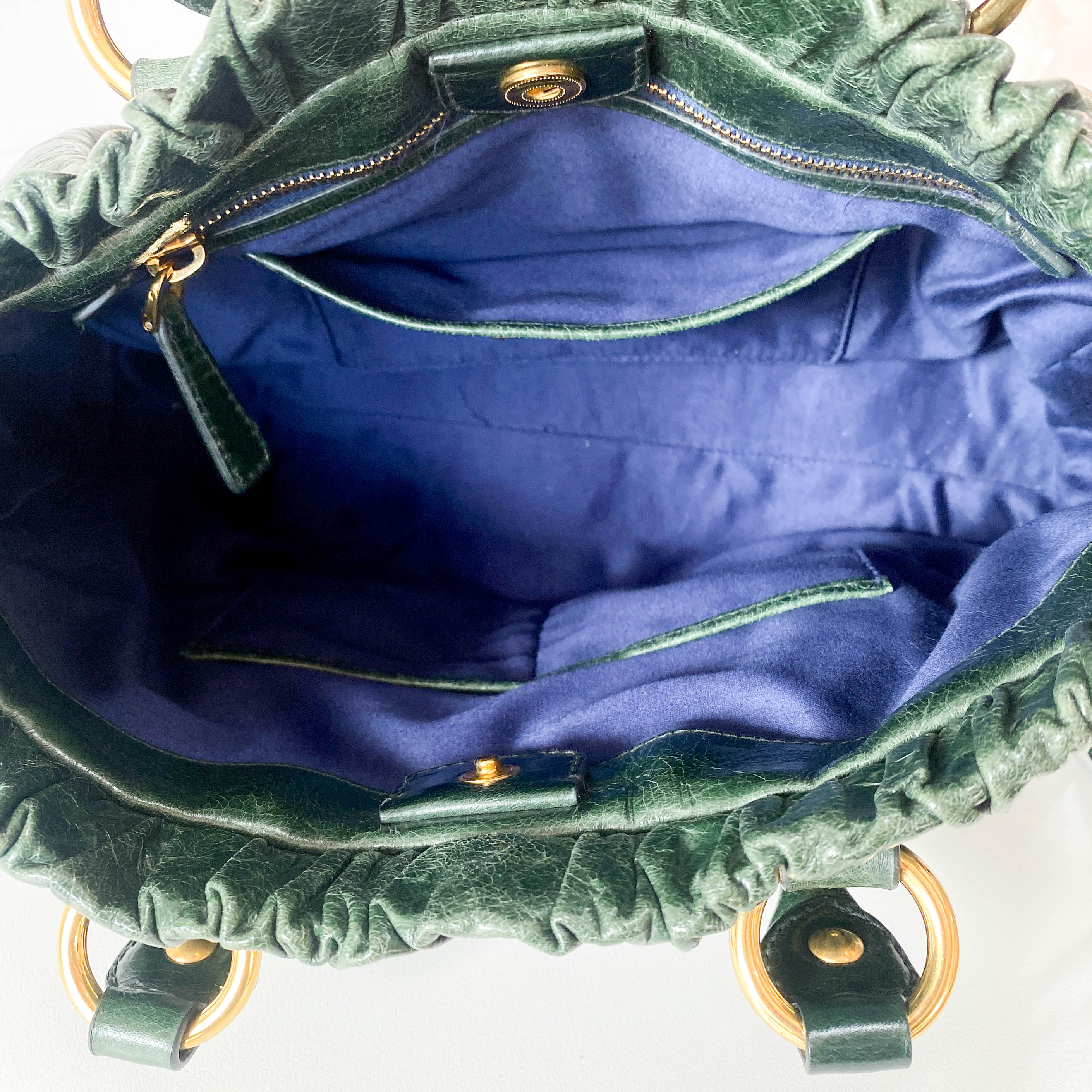 Vitello Bauletto Emerald Green Handle Bag