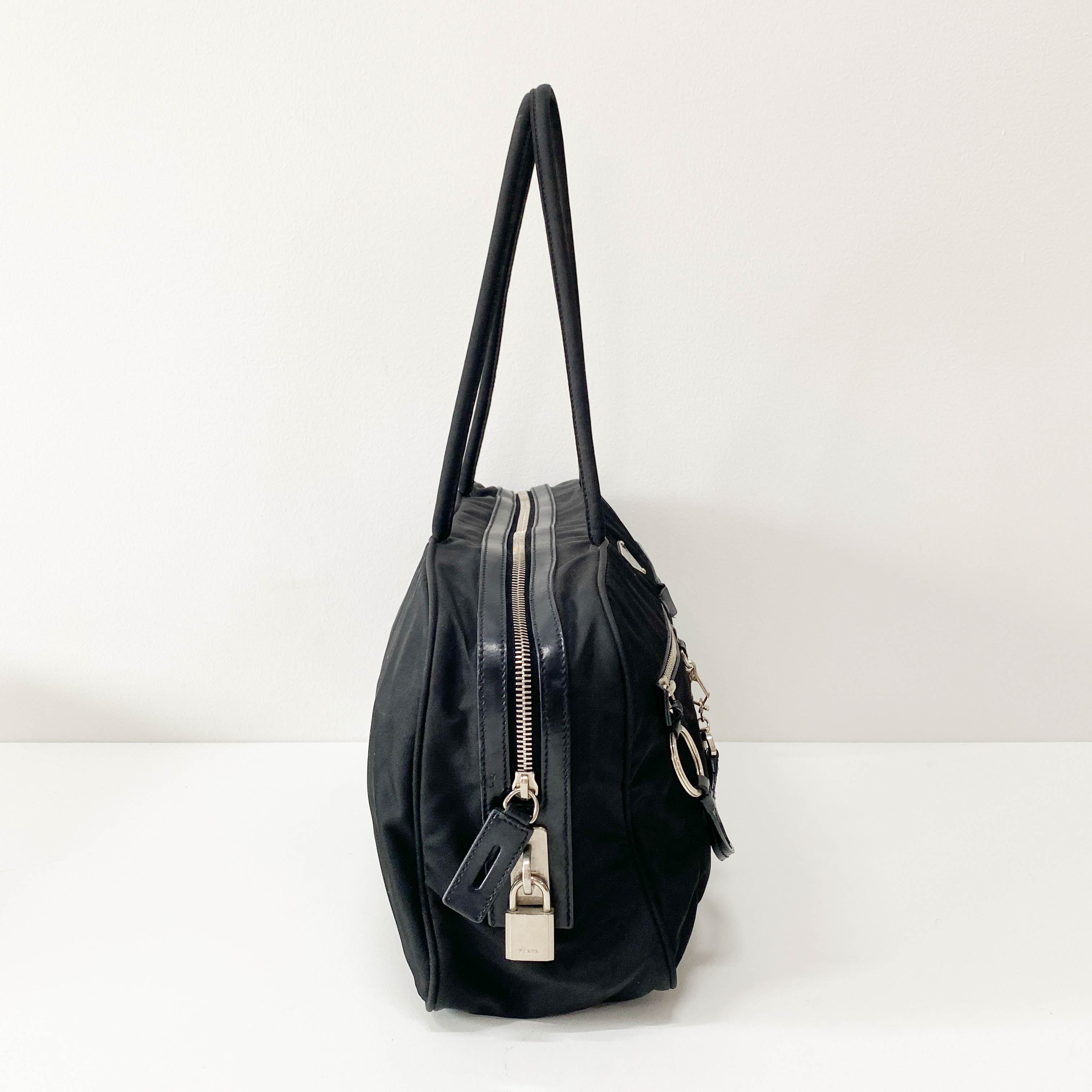 Tessuto Black Nylon Shoulder Bag
