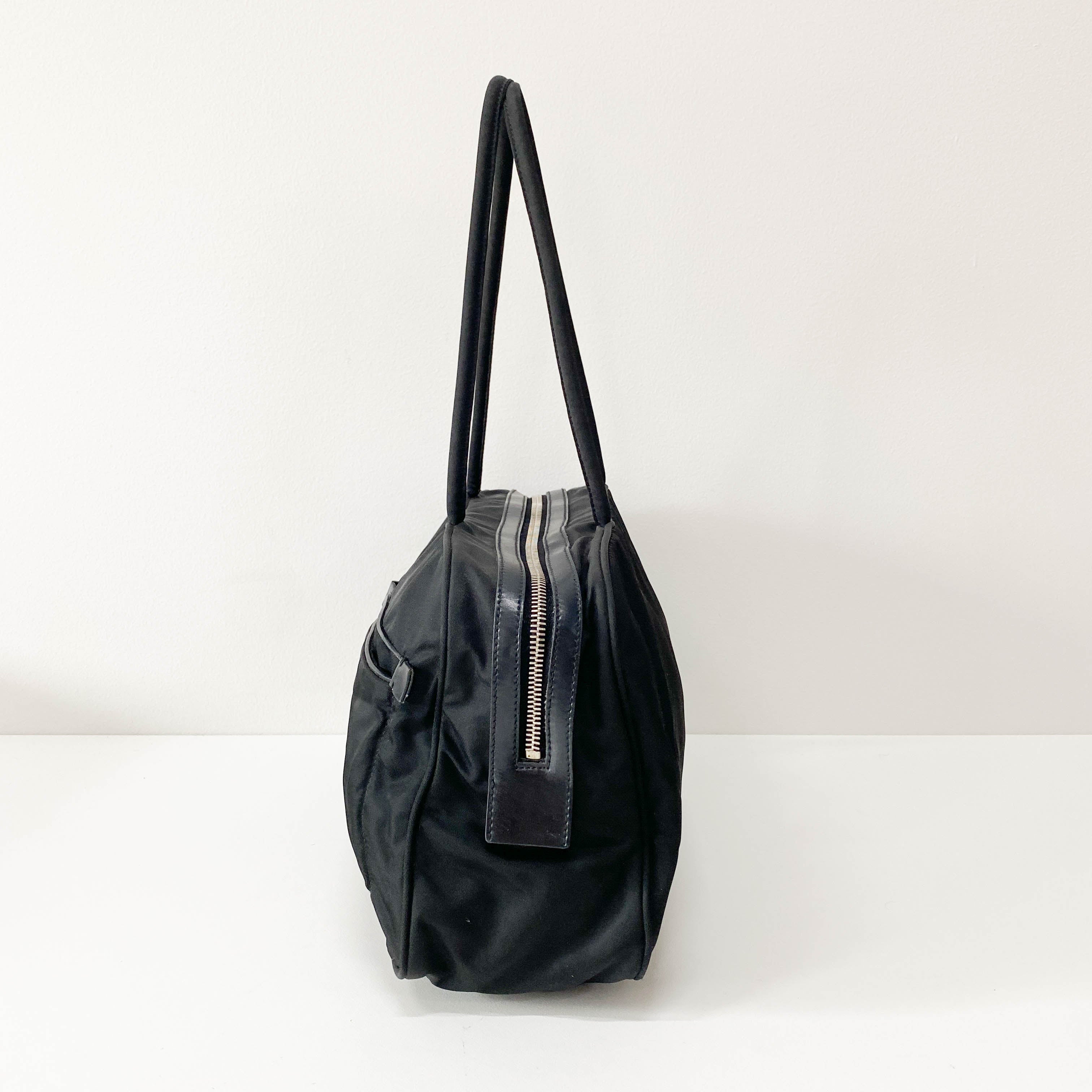 Tessuto Black Nylon Shoulder Bag