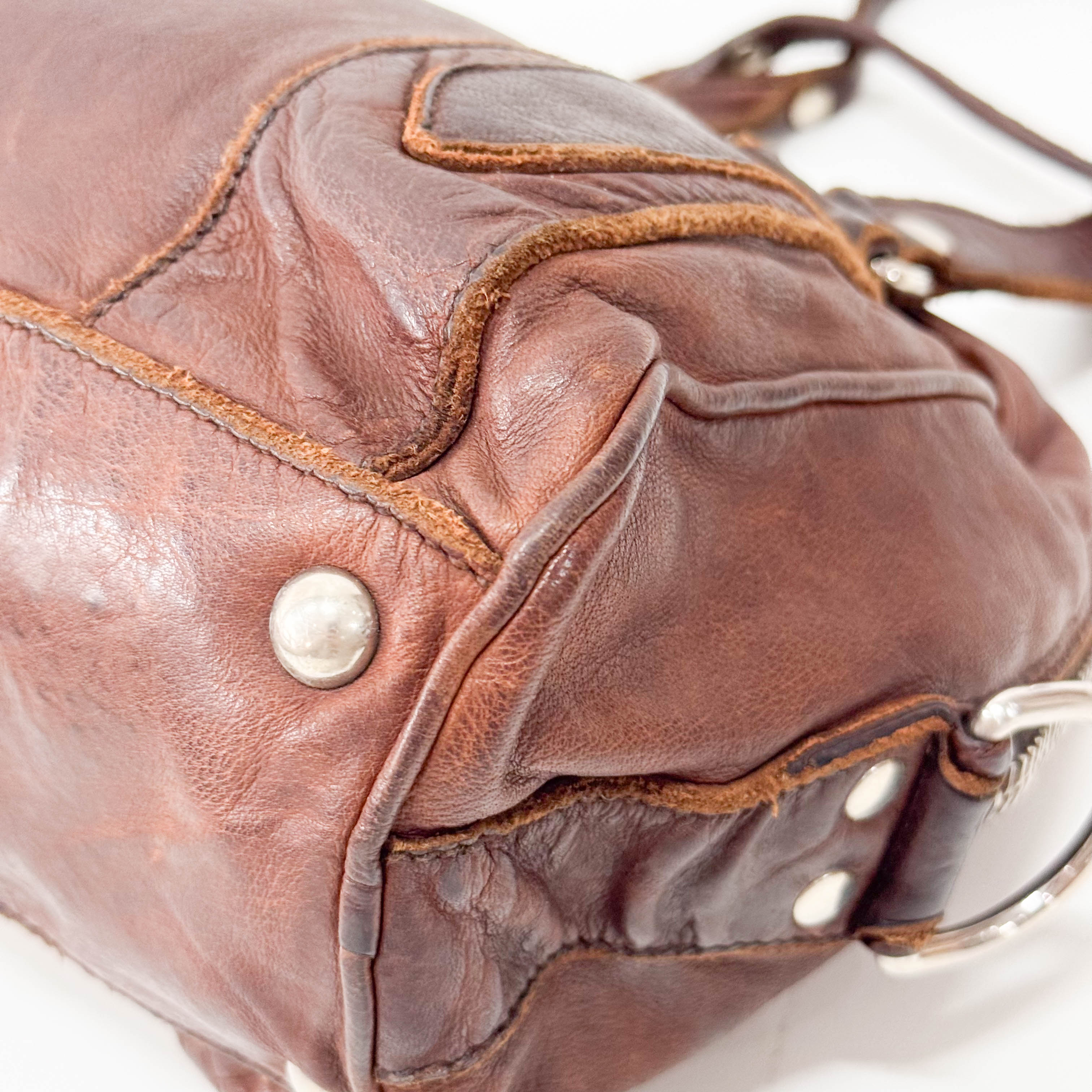 Mini Boss Brown Leather Handbag