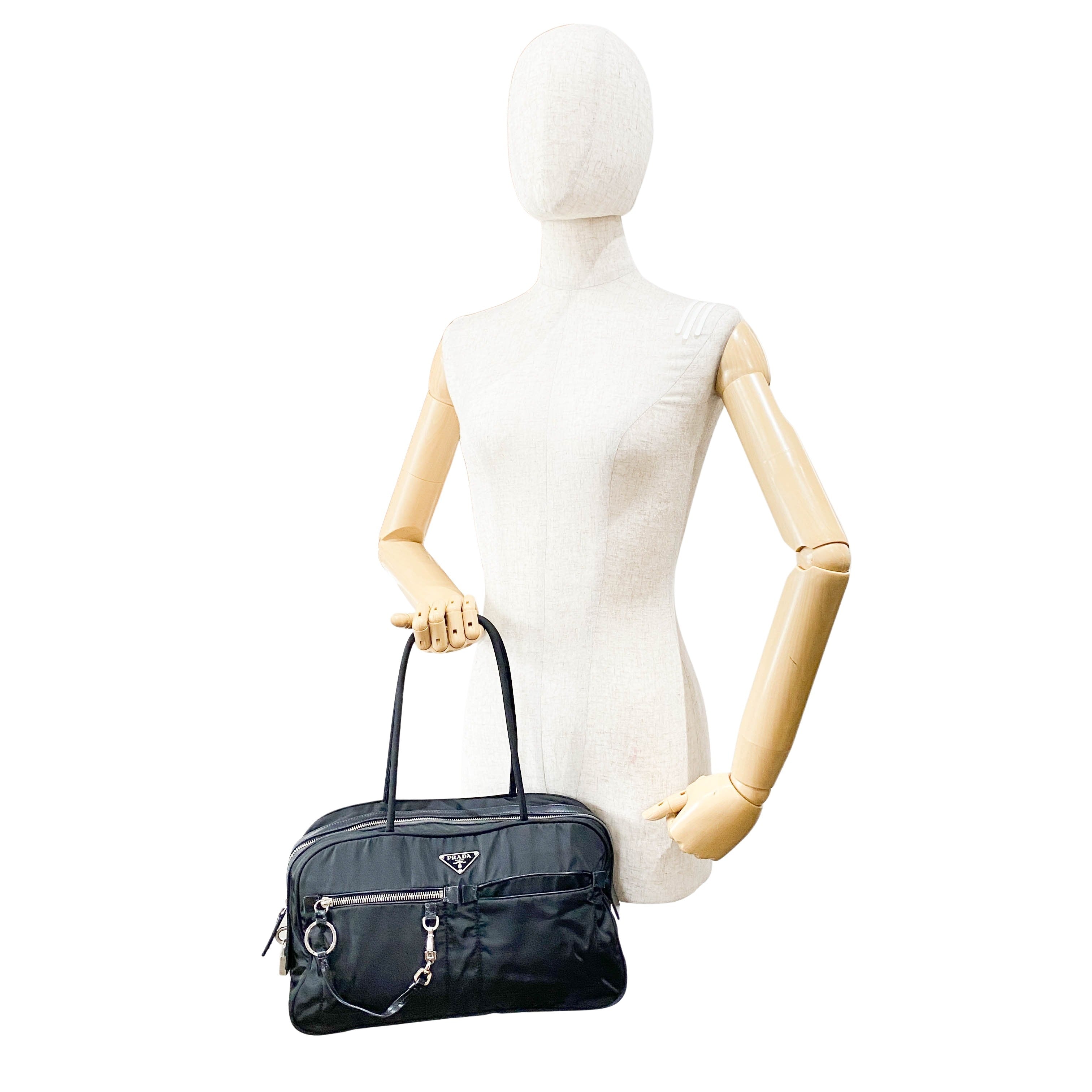 Tessuto Black Nylon Shoulder Bag