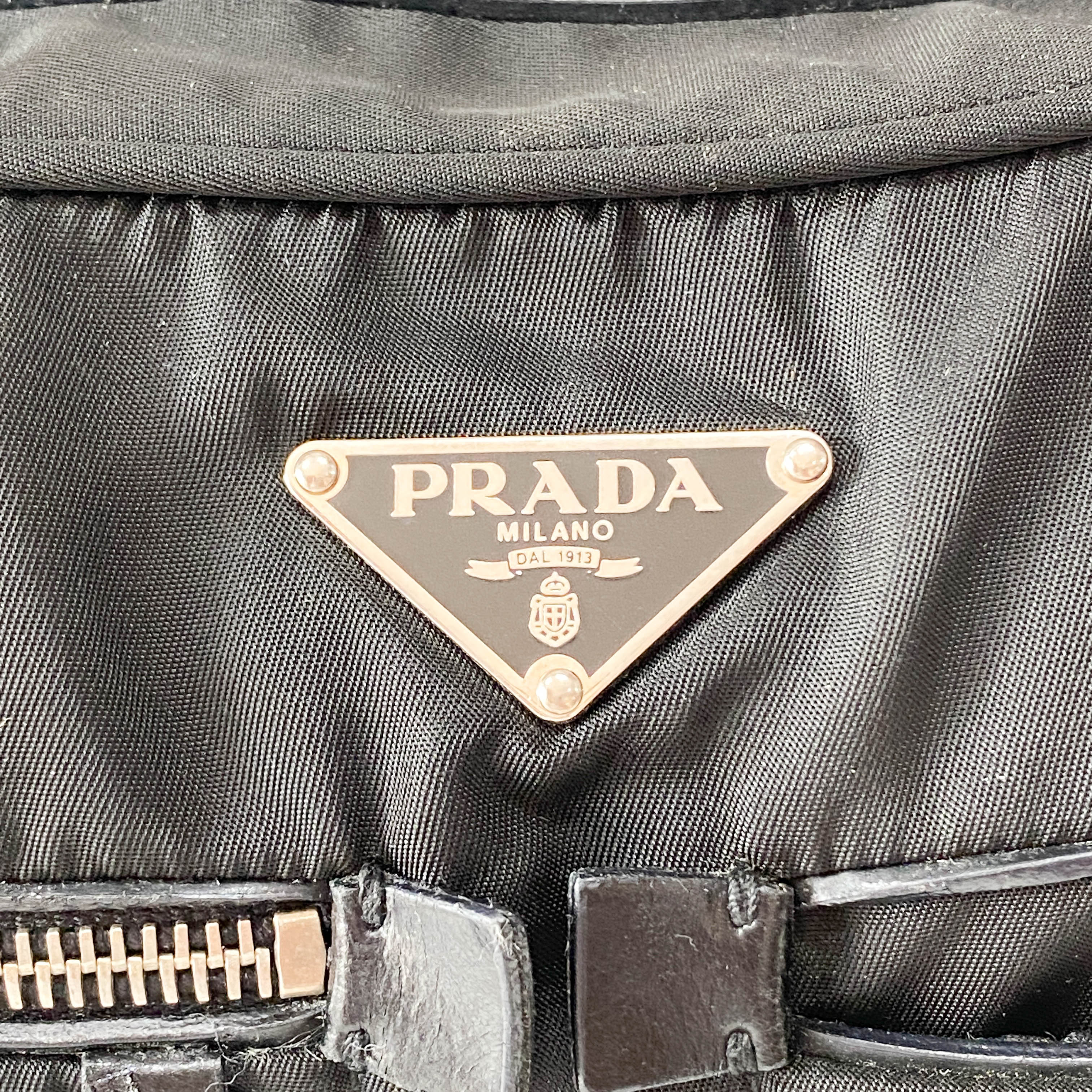 Tessuto Black Nylon Shoulder Bag