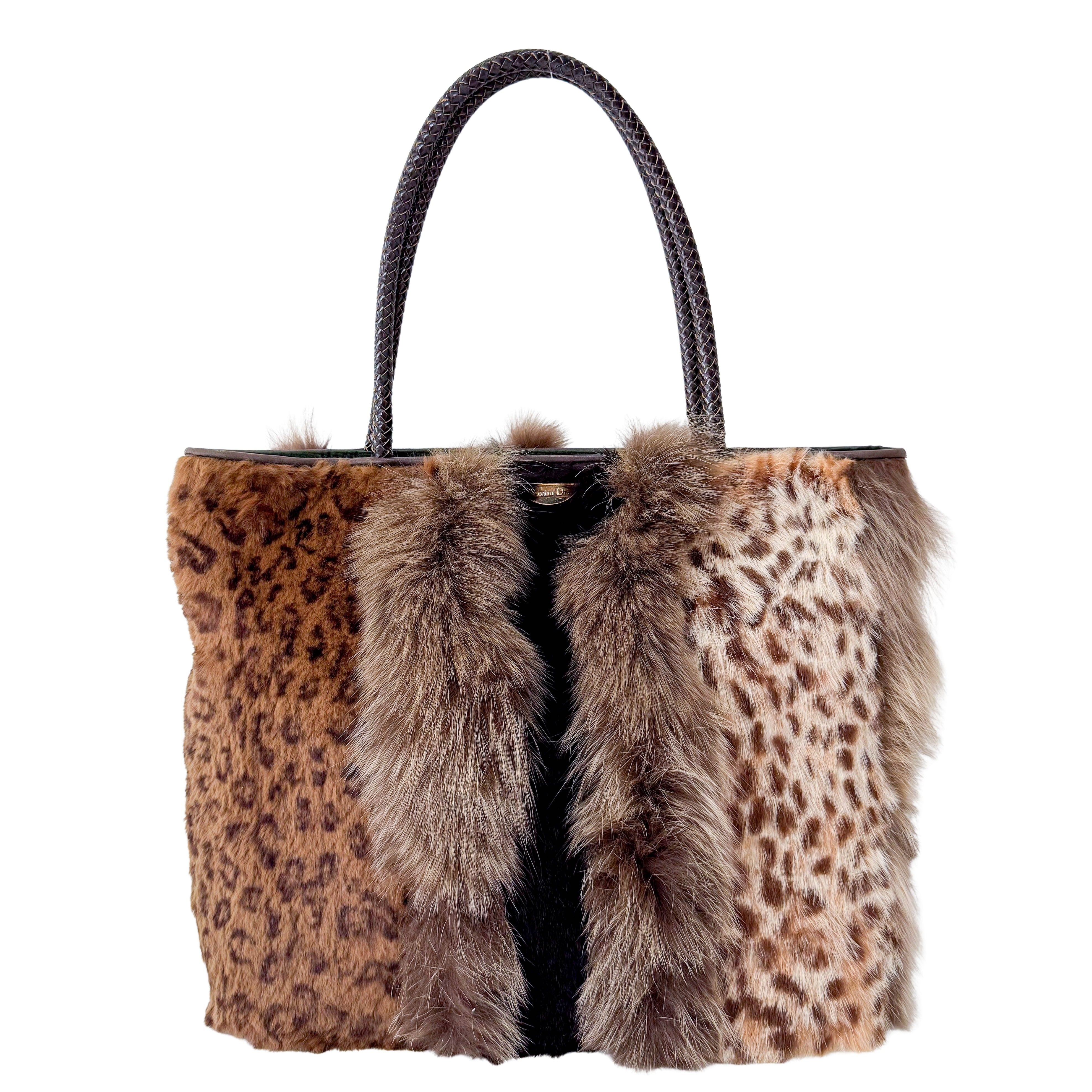 Leopard Print Fur Tote Bag