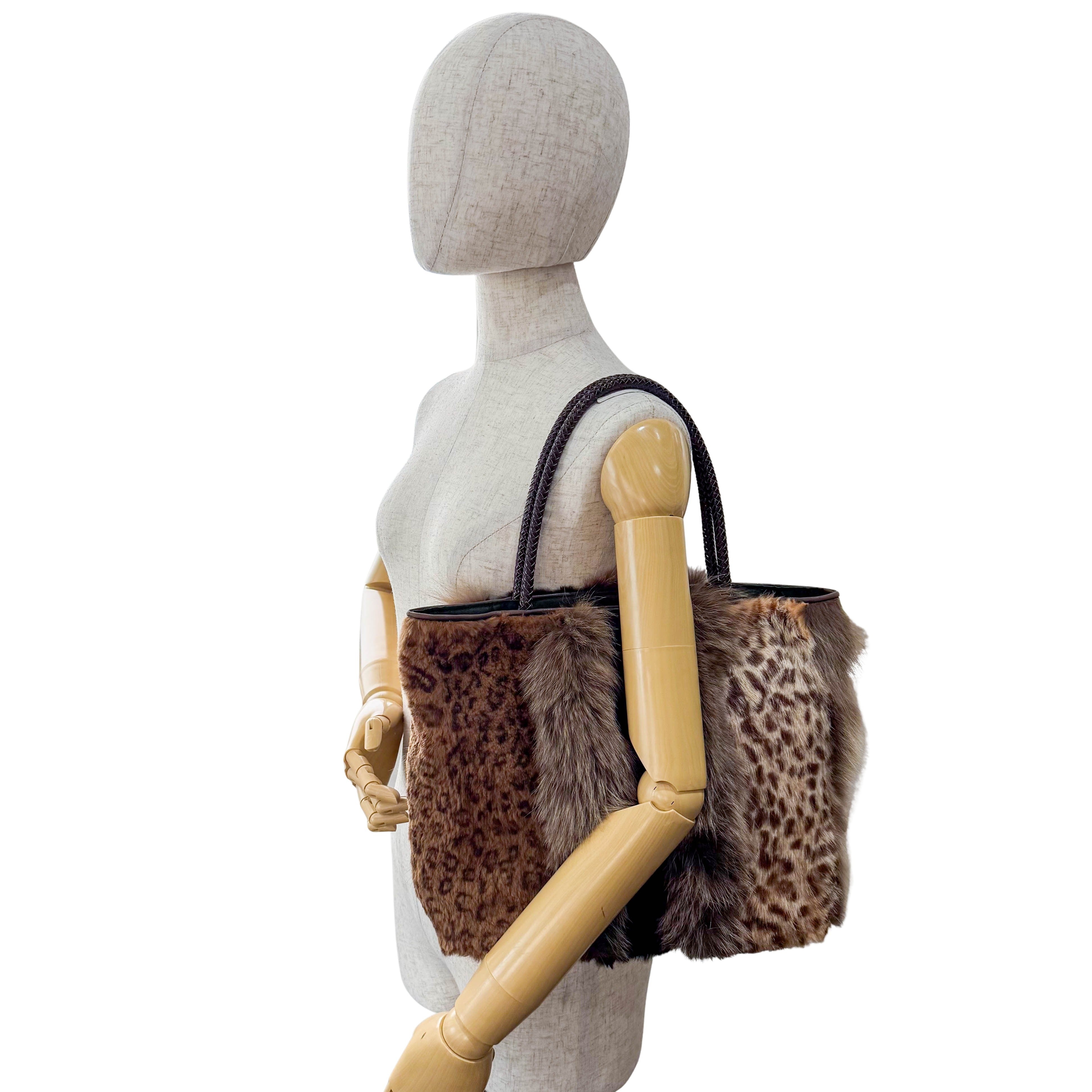 Leopard Print Fur Tote Bag