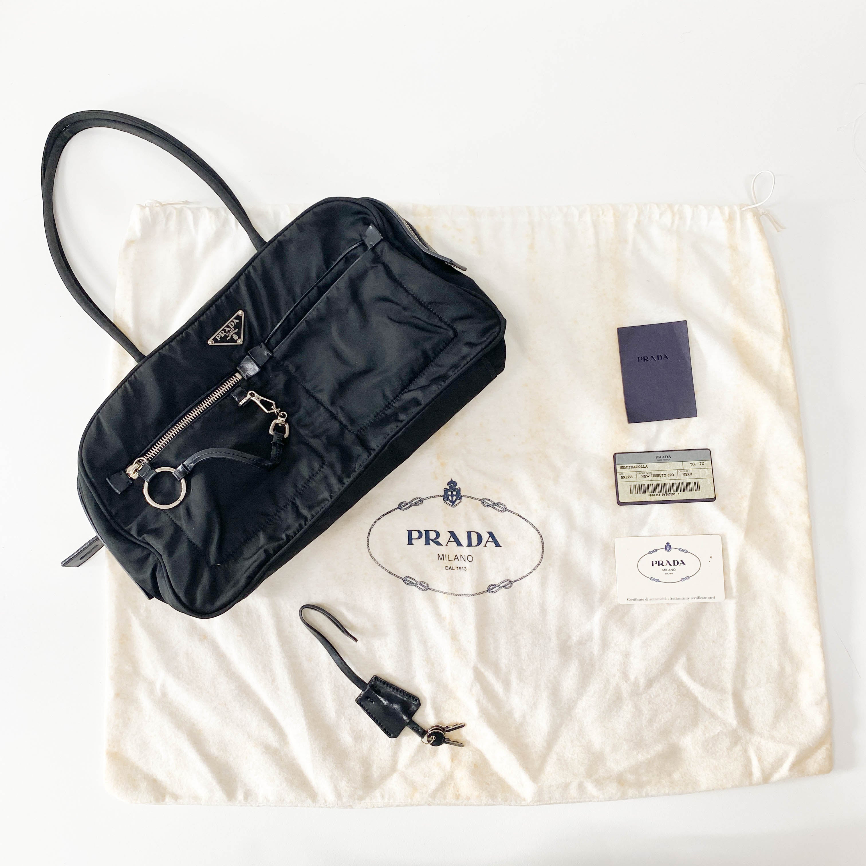 Tessuto Black Nylon Shoulder Bag