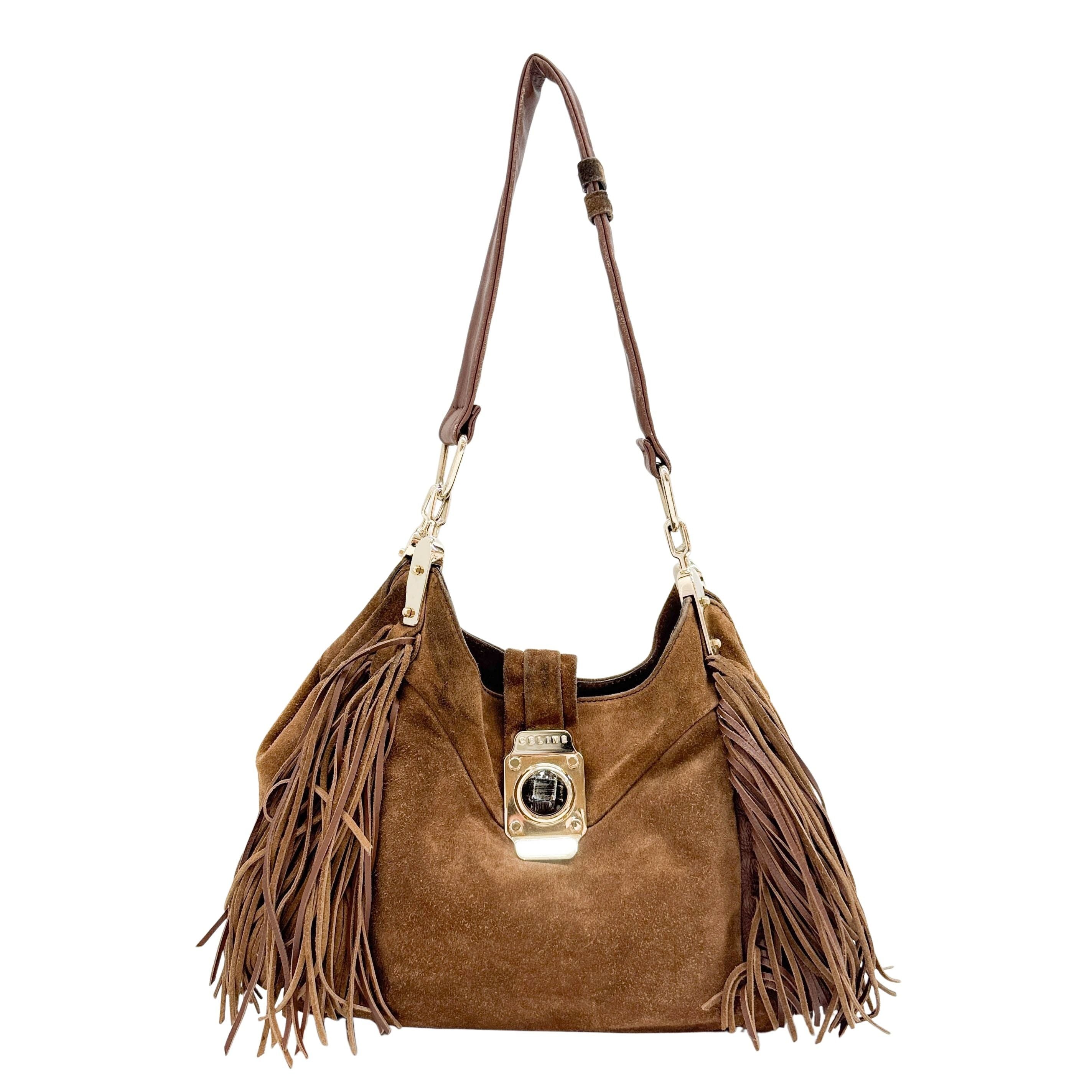 Fringe Brown Suede Shoulder Bag