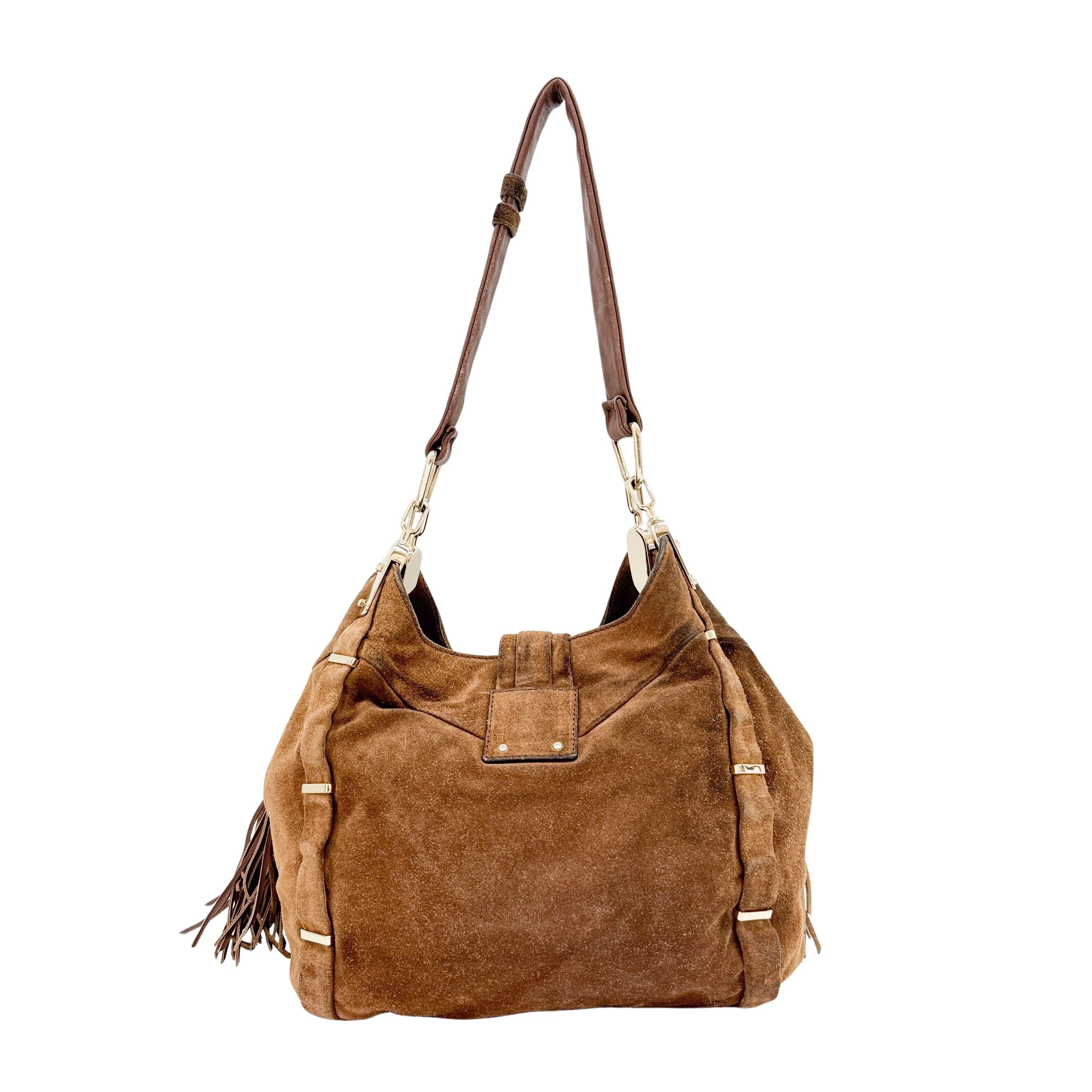 Fringe Brown Suede Shoulder Bag