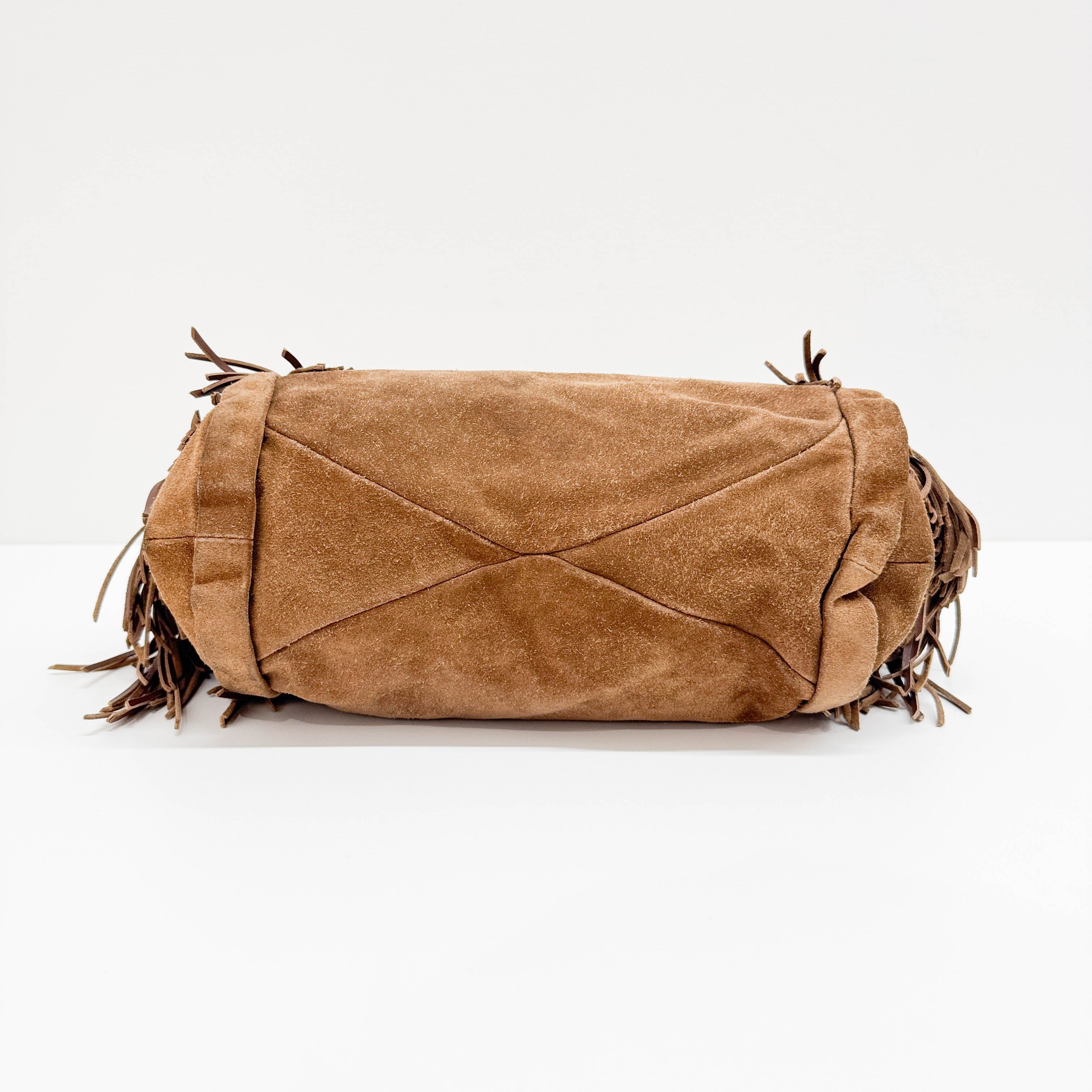 Fringe Brown Suede Shoulder Bag