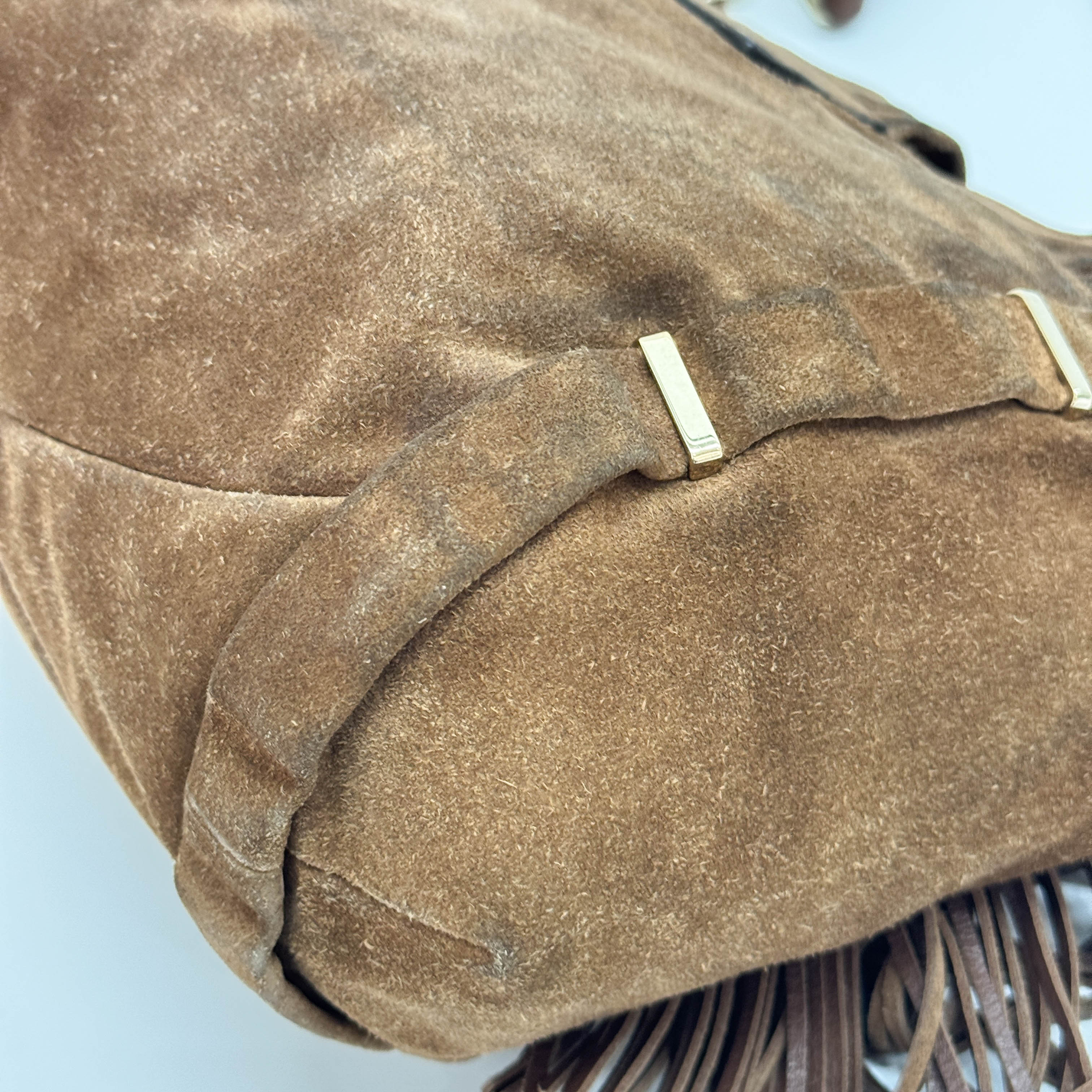 Fringe Brown Suede Shoulder Bag