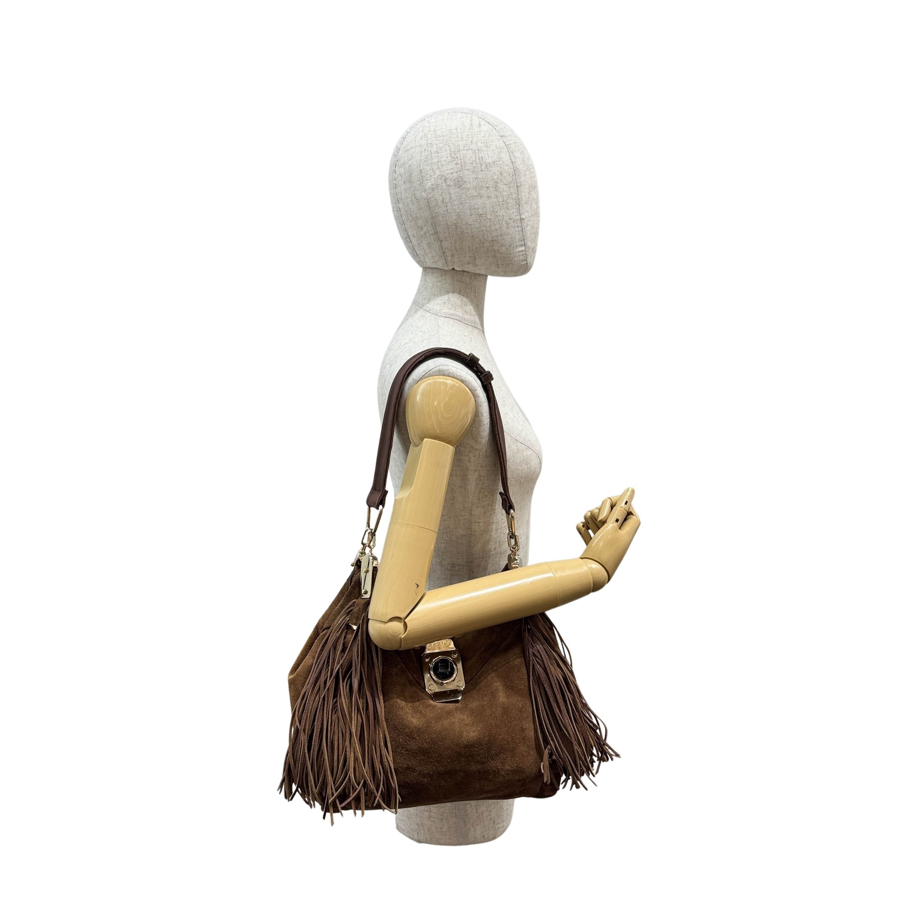 Fringe Brown Suede Shoulder Bag