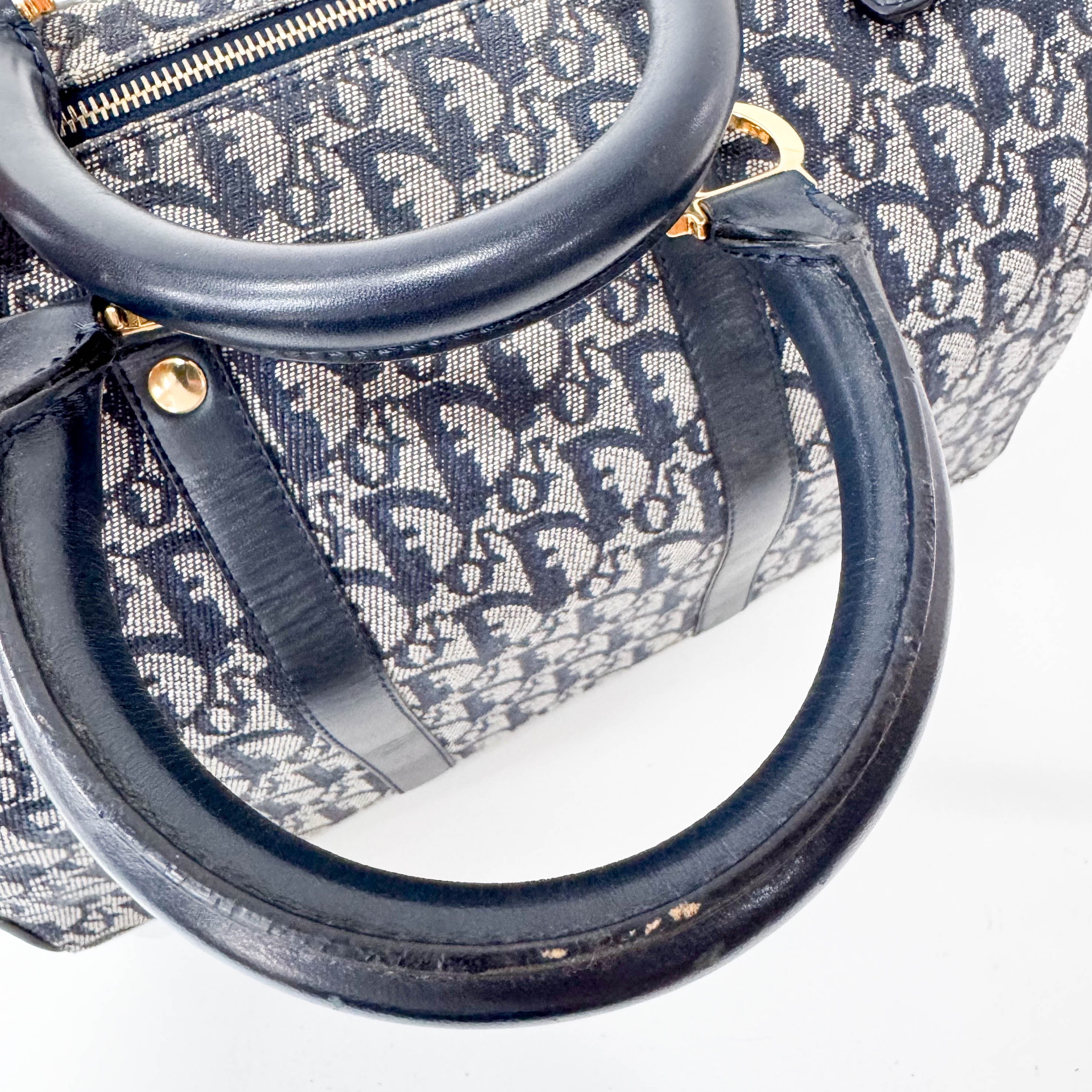 Trotter Boston Navy Oblique Tweed Shoulder Bag