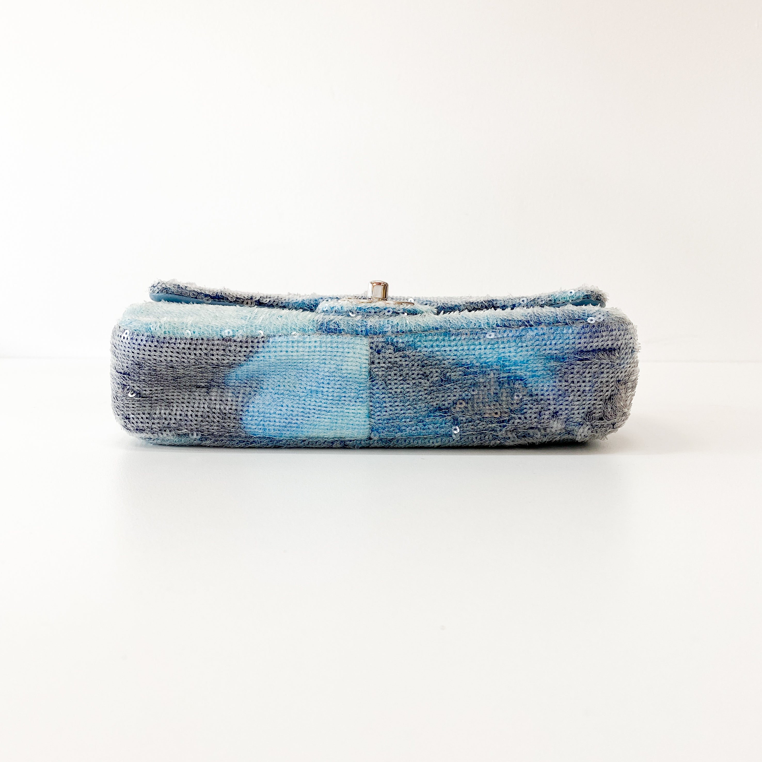 Waterfall Timeless Classic Single Flap Blue Sequin Bag