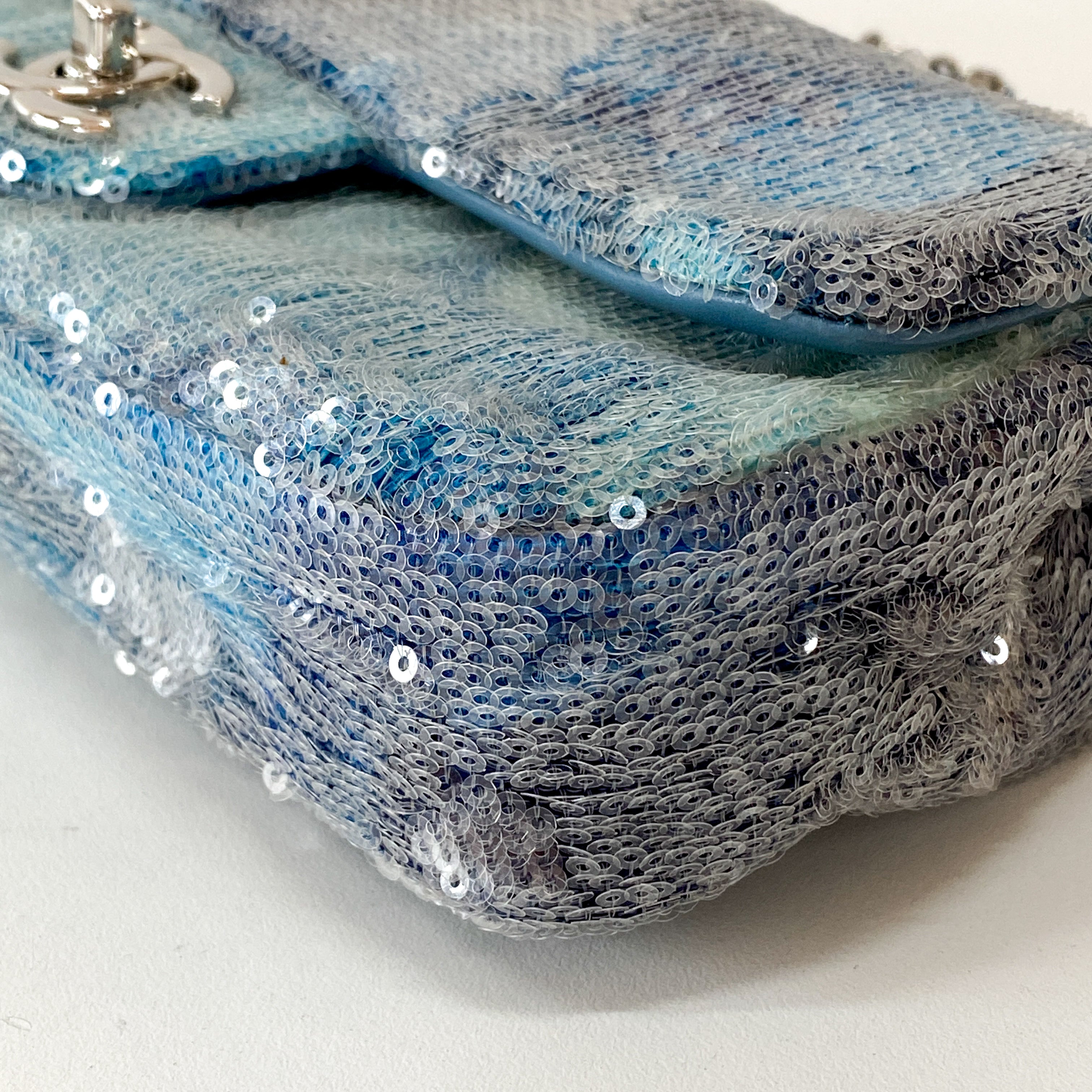Waterfall Timeless Classic Single Flap Blue Sequin Bag