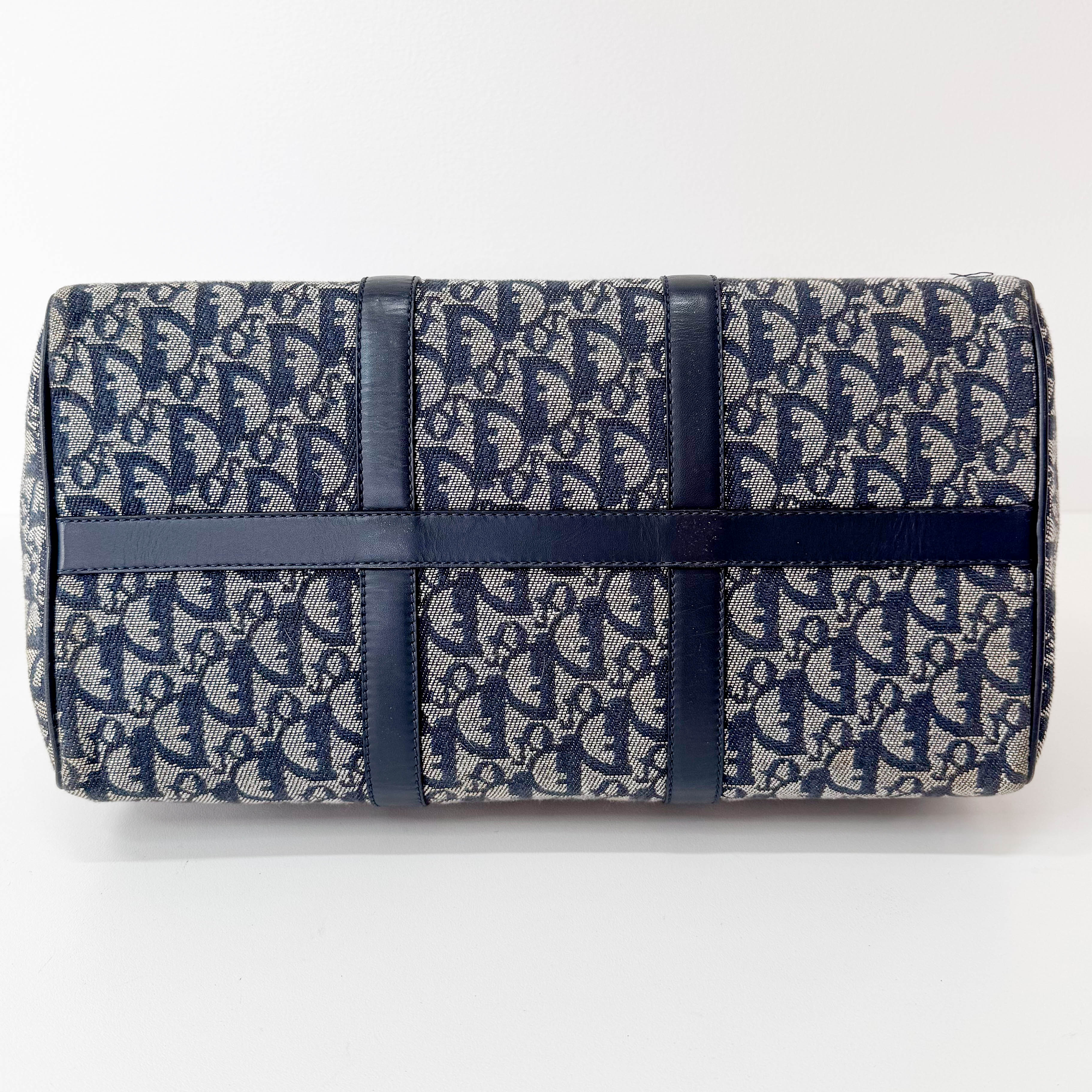 Trotter Boston Navy Oblique Tweed Shoulder Bag