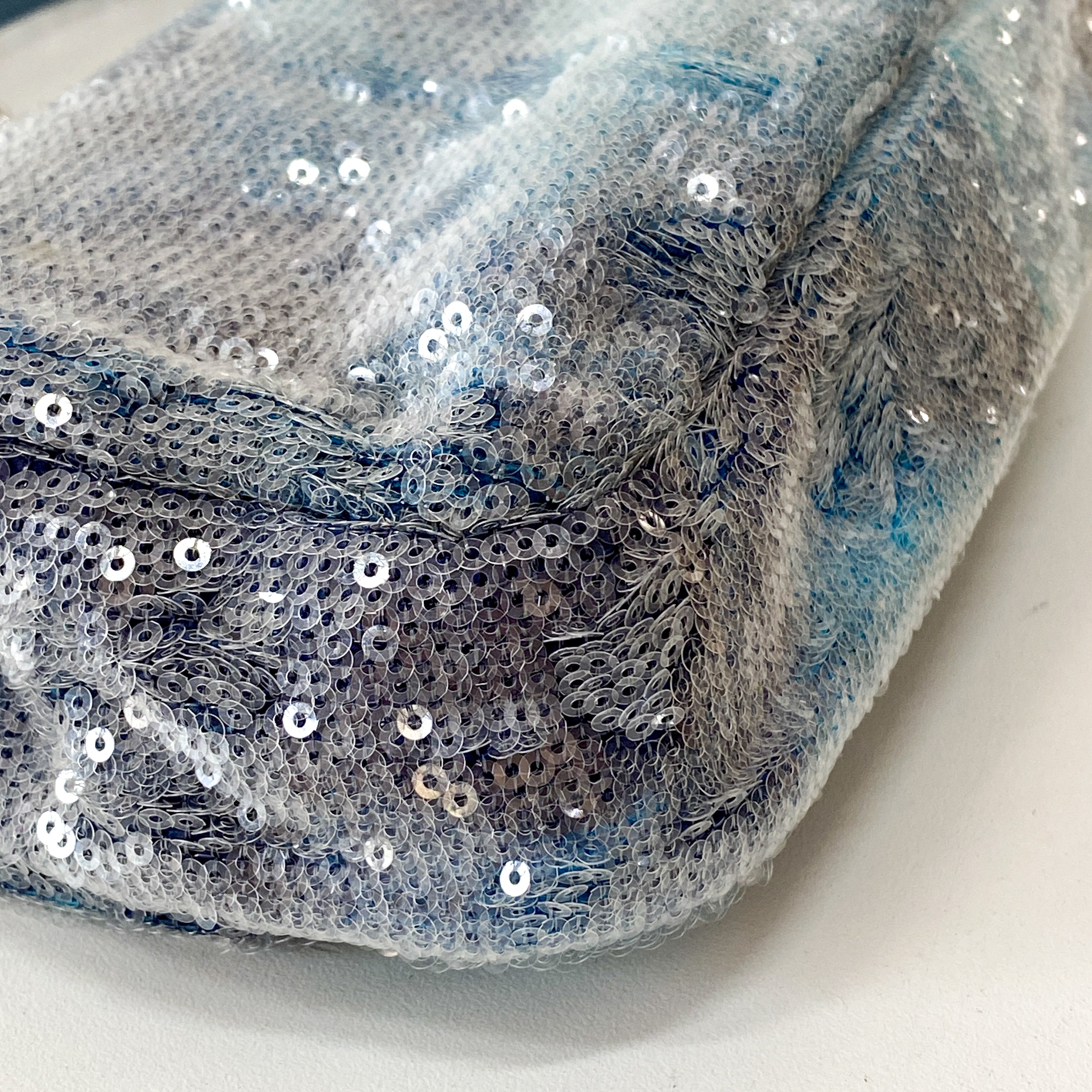 Waterfall Timeless Classic Single Flap Blue Sequin Bag