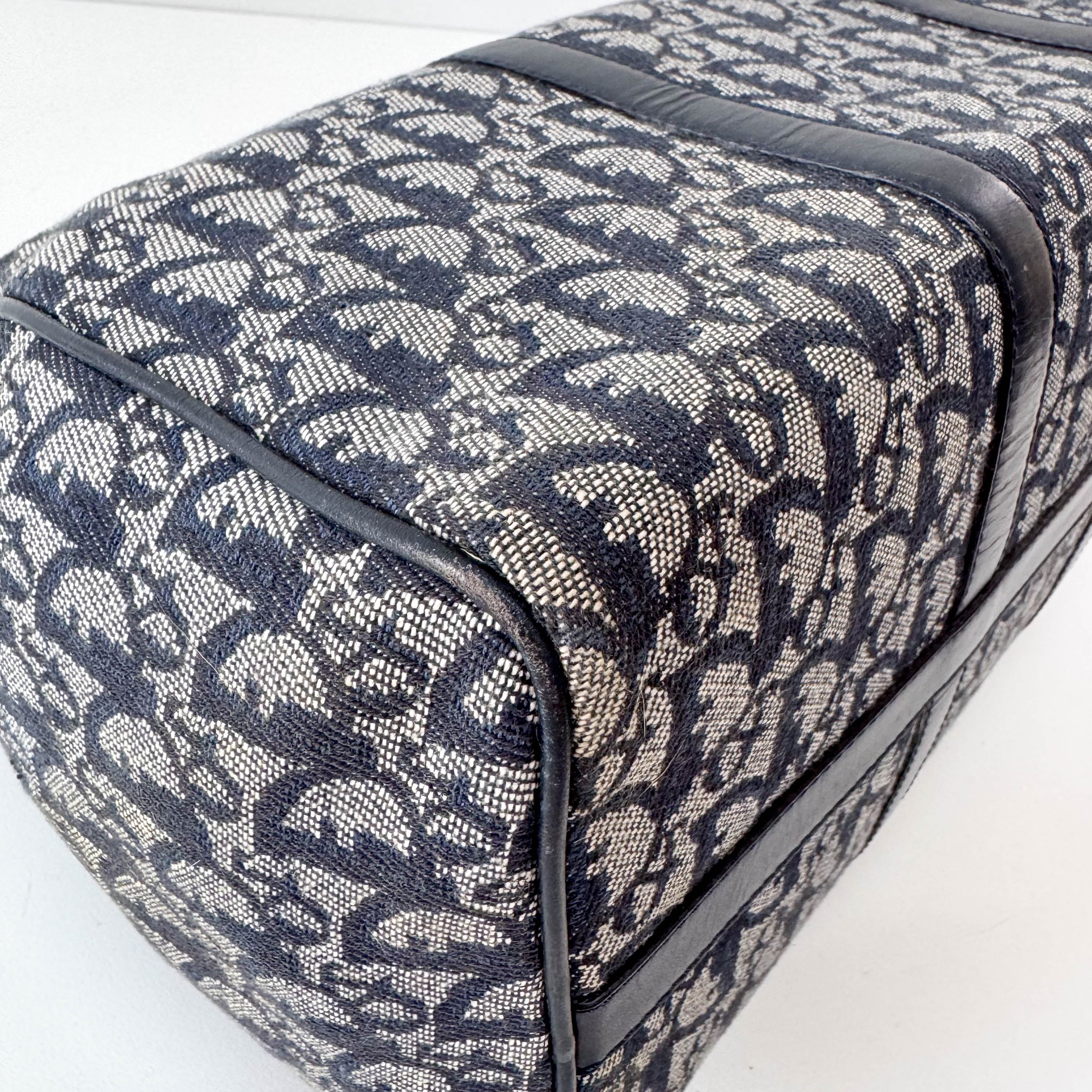 Trotter Boston Navy Oblique Tweed Shoulder Bag