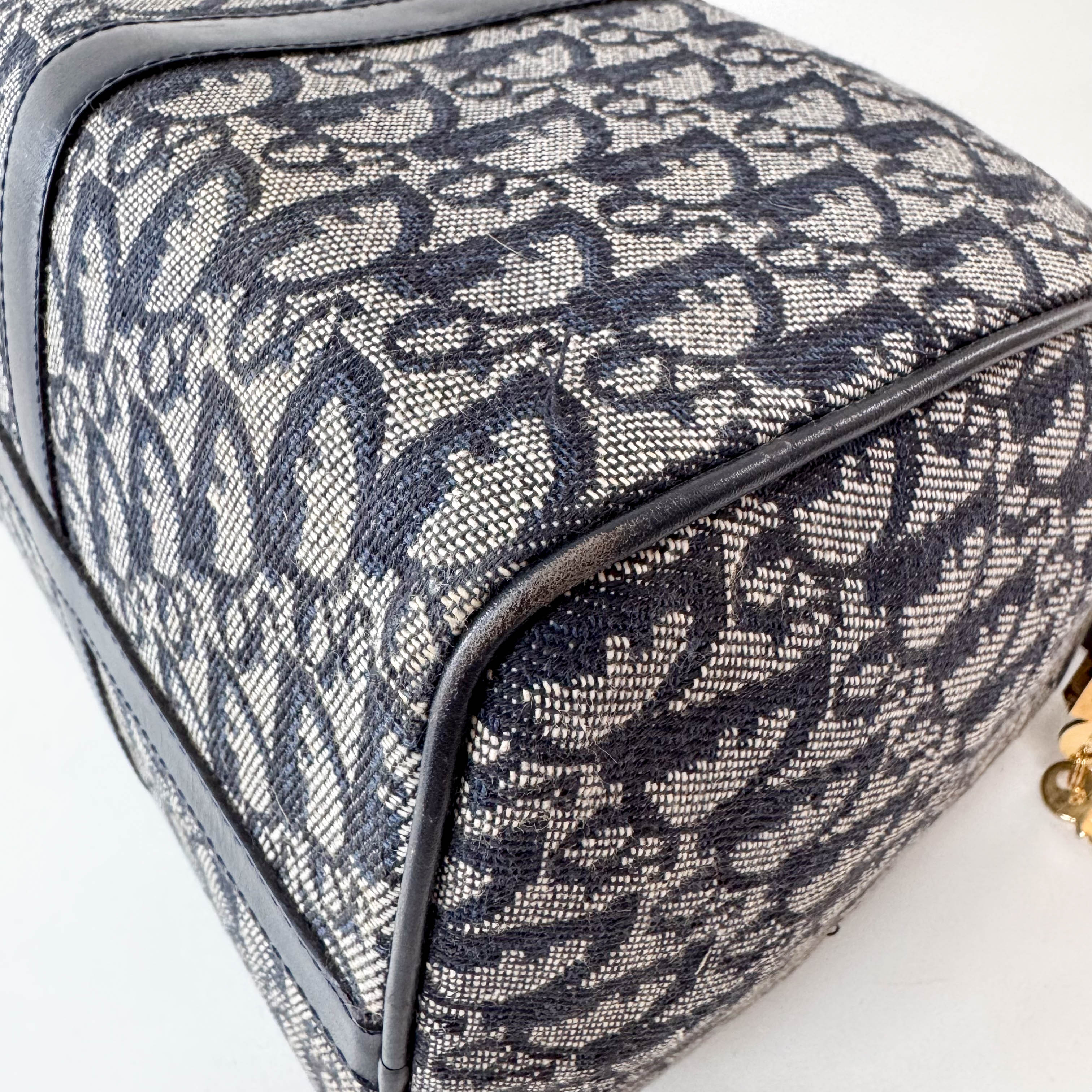 Trotter Boston Navy Oblique Tweed Shoulder Bag