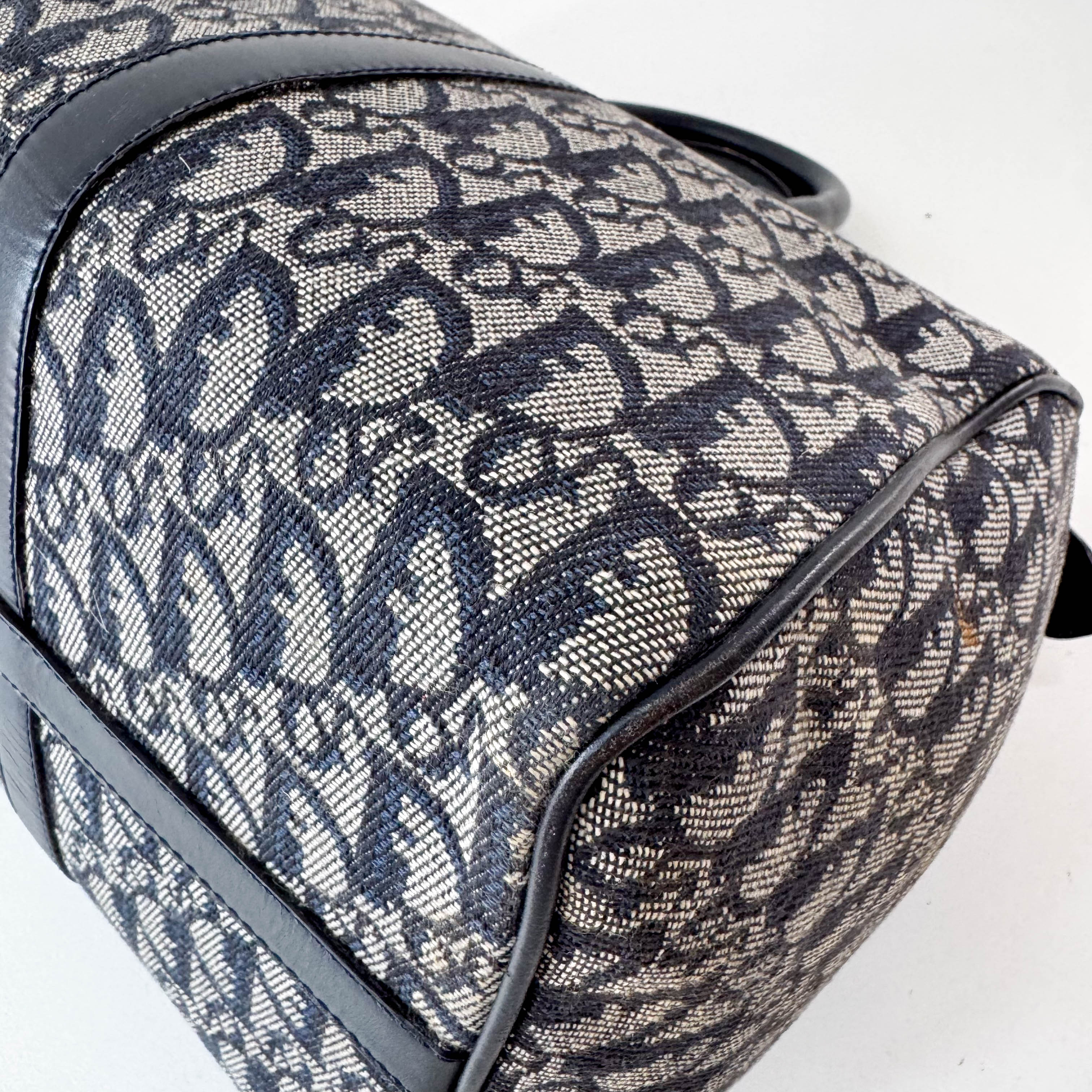 Trotter Boston Navy Oblique Tweed Shoulder Bag