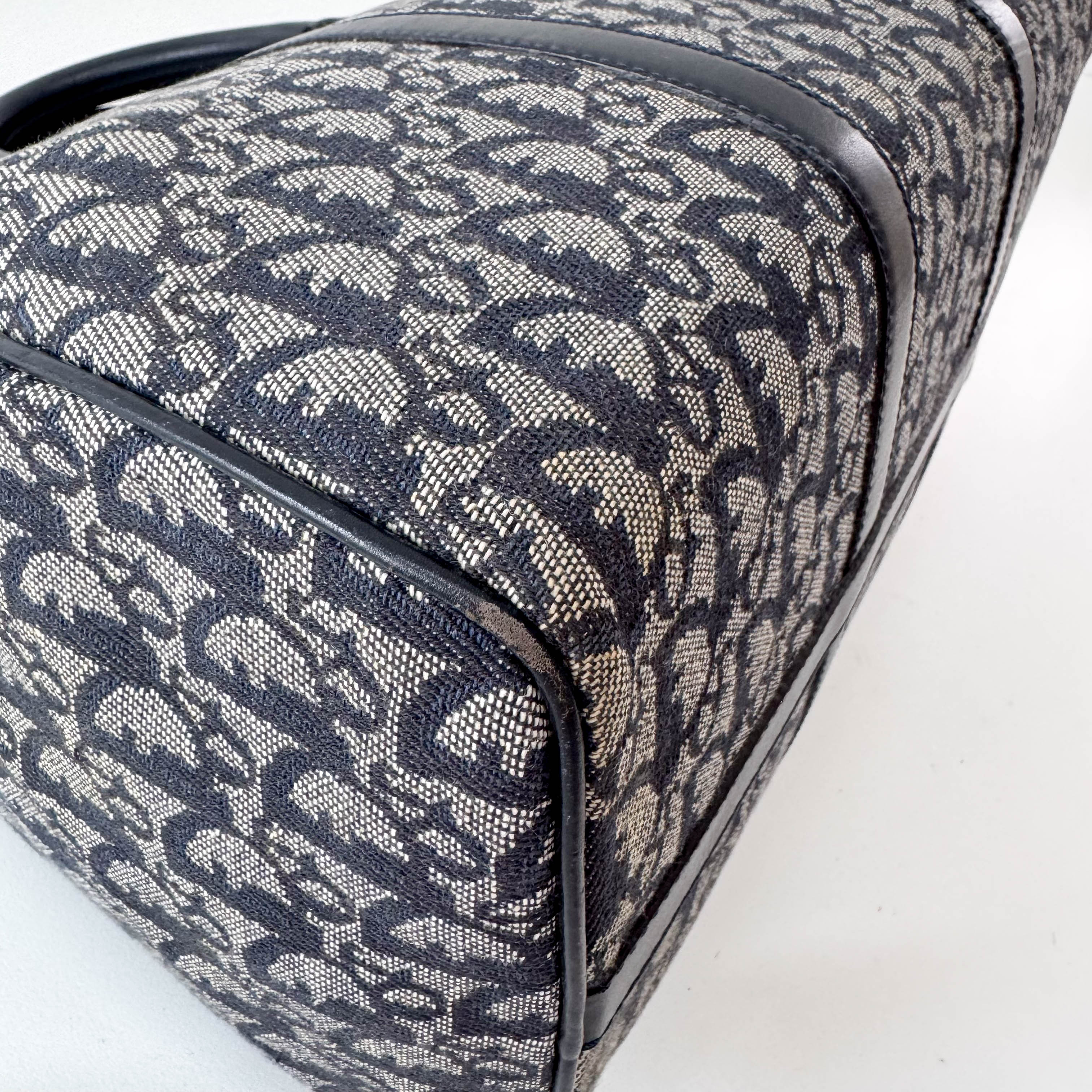 Trotter Boston Navy Oblique Tweed Shoulder Bag