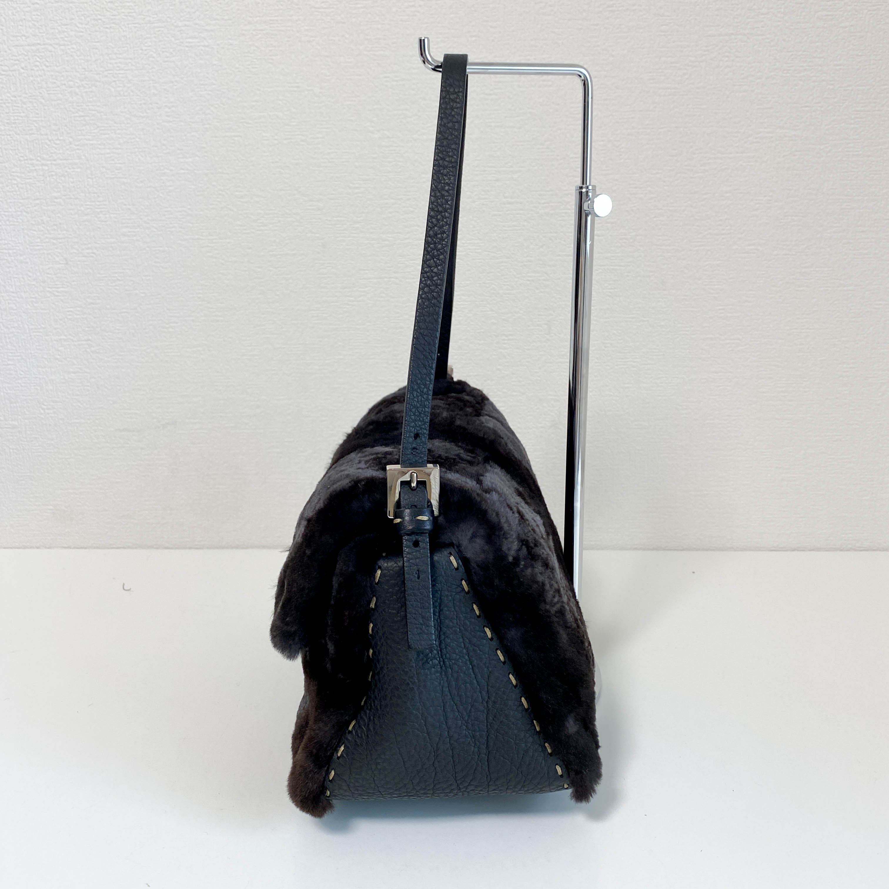 Mini Mamma Baguette Black Fur and Leather