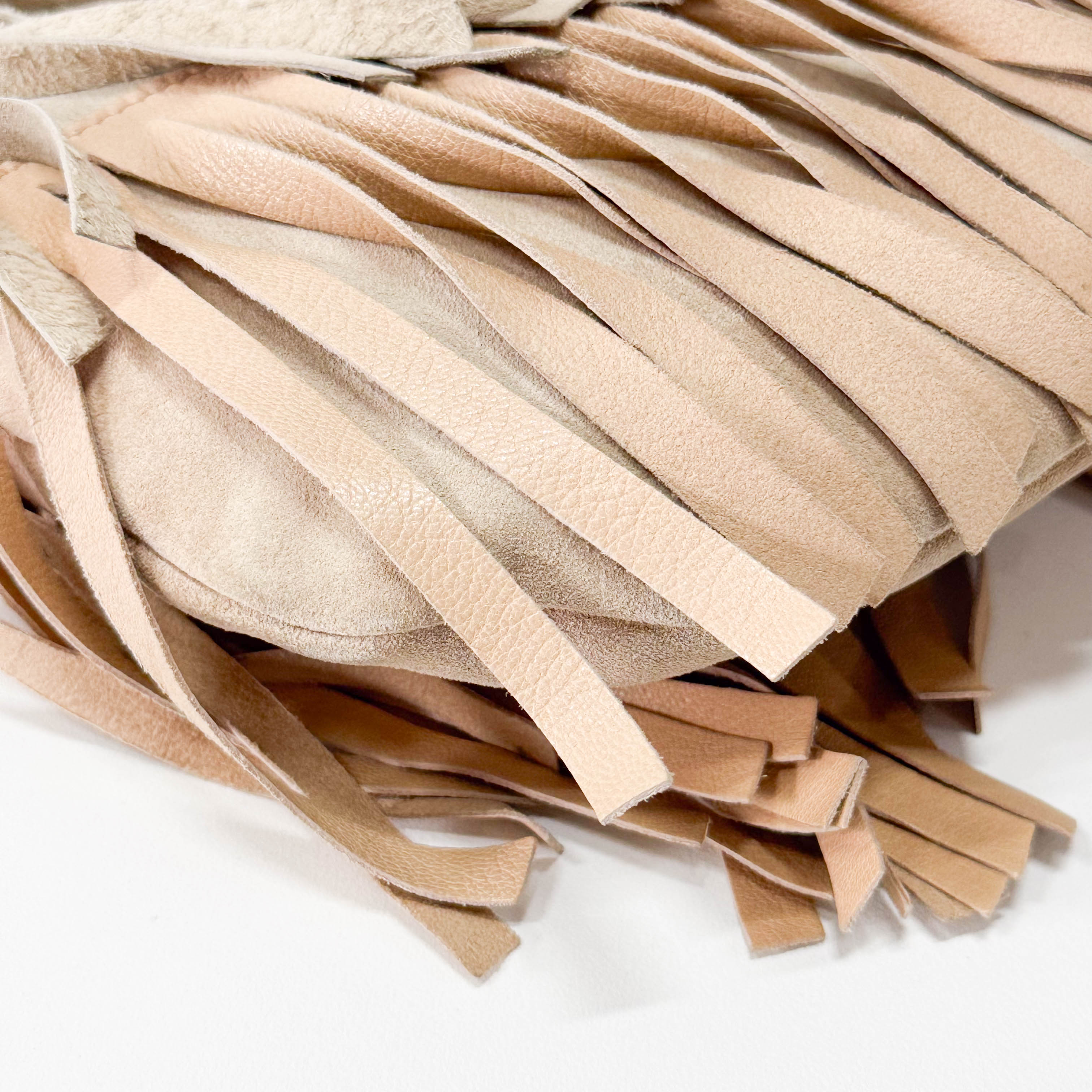 Rive Gauche Beige Suede Fringe Boheme Bag