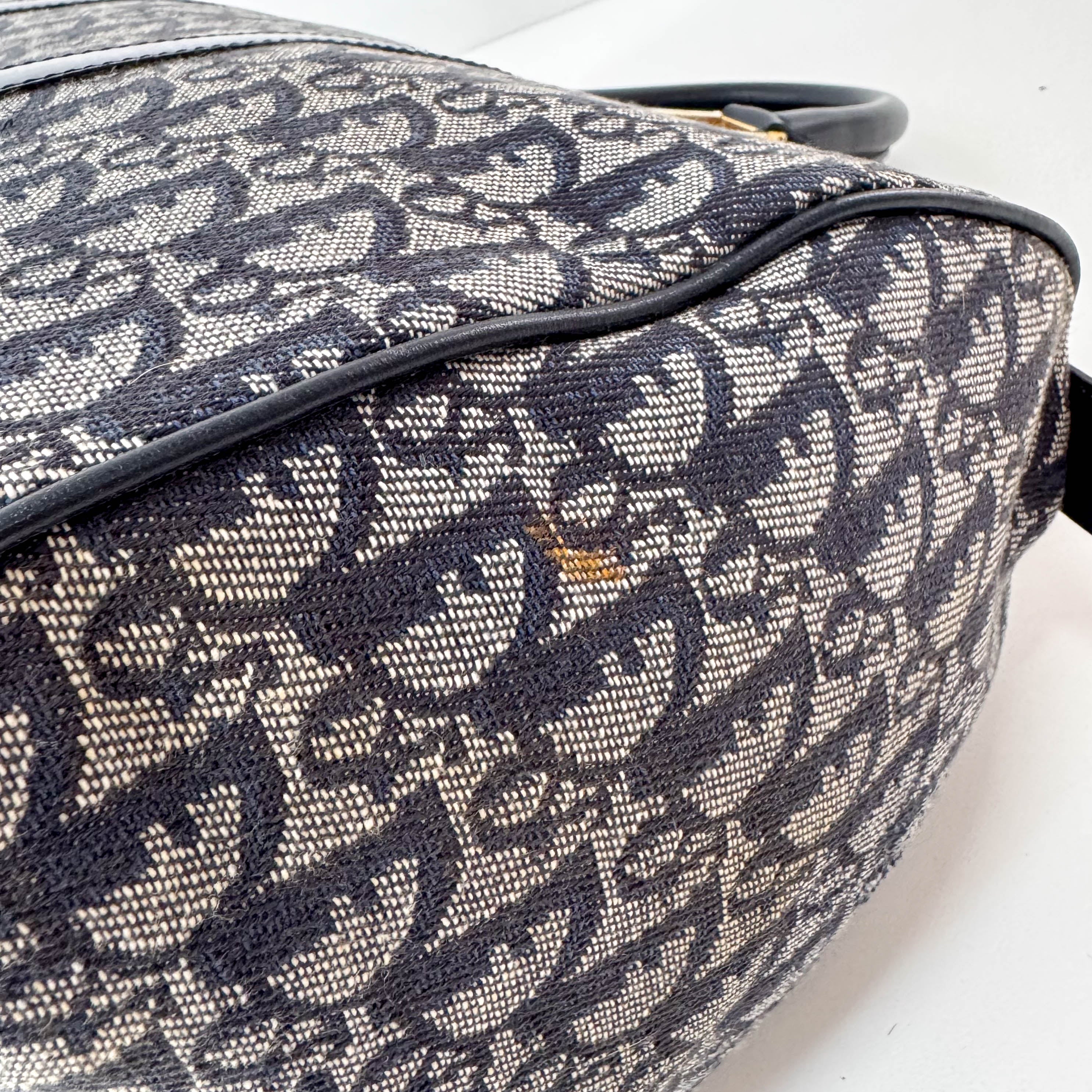 Trotter Boston Navy Oblique Tweed Shoulder Bag