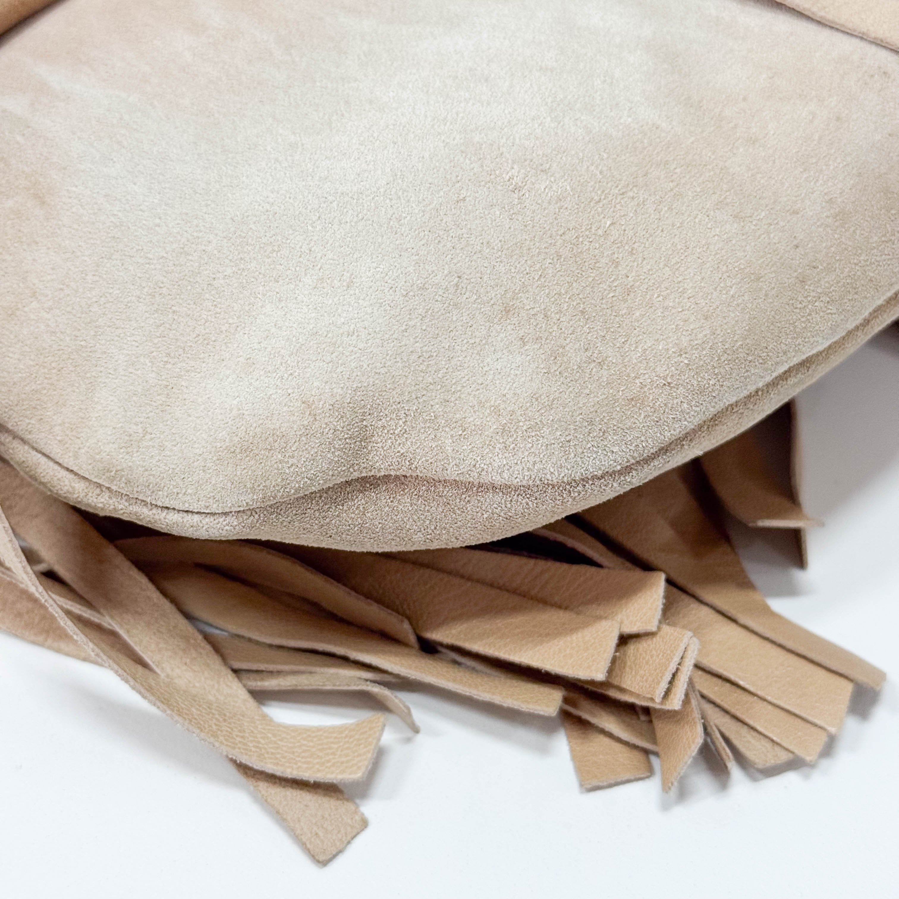 Rive Gauche Beige Suede Fringe Boheme Bag