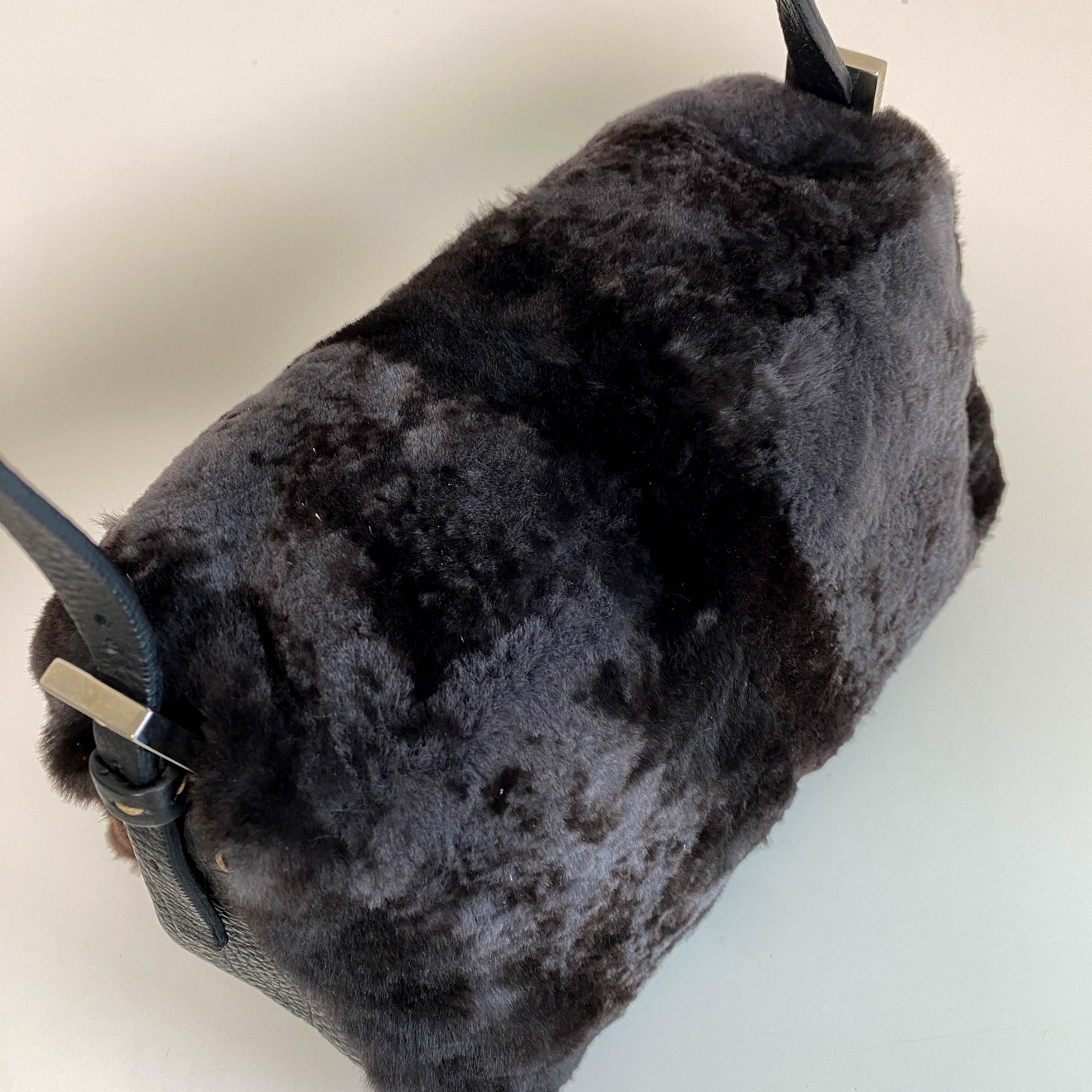 Mini Mamma Baguette Black Fur and Leather