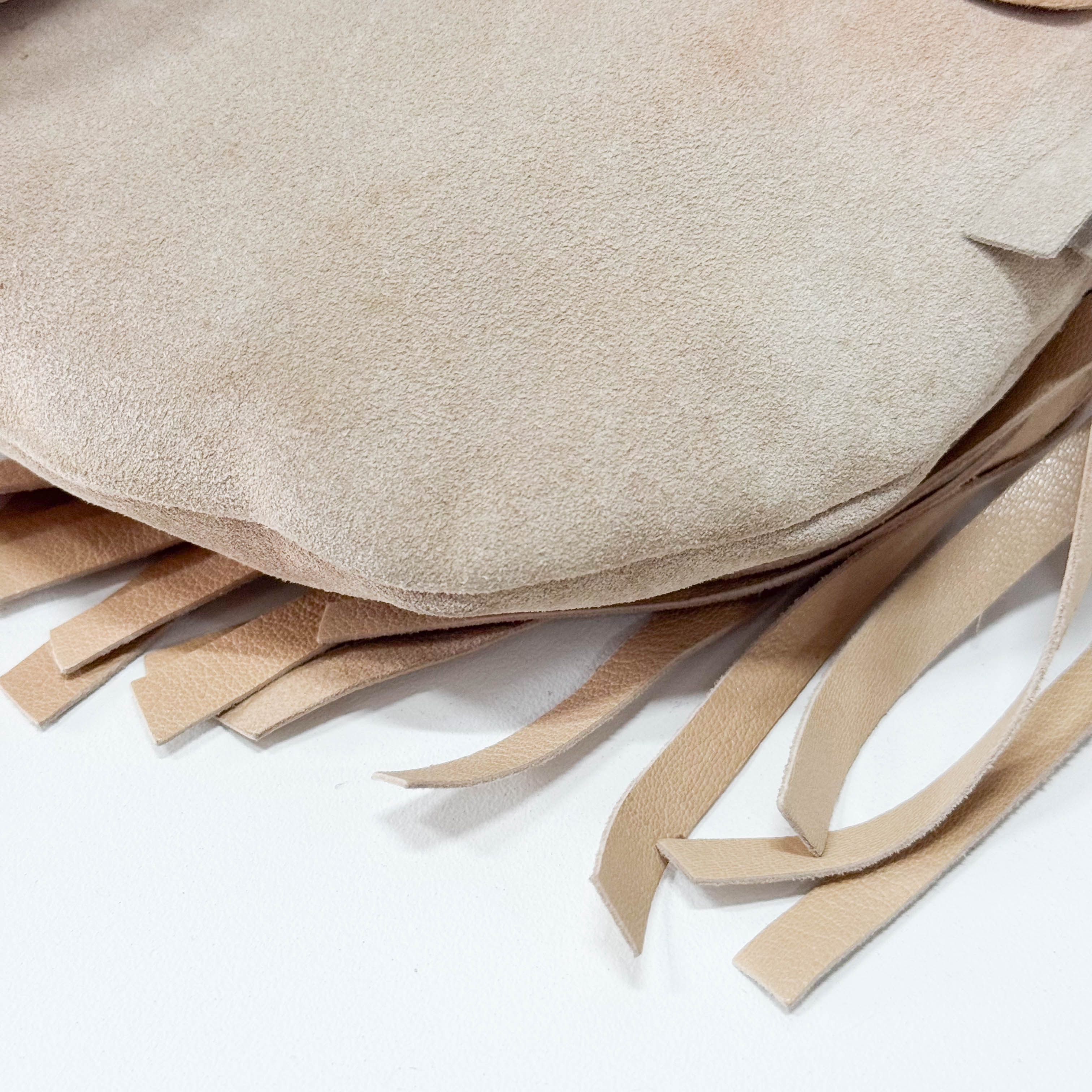 Rive Gauche Beige Suede Fringe Boheme Bag