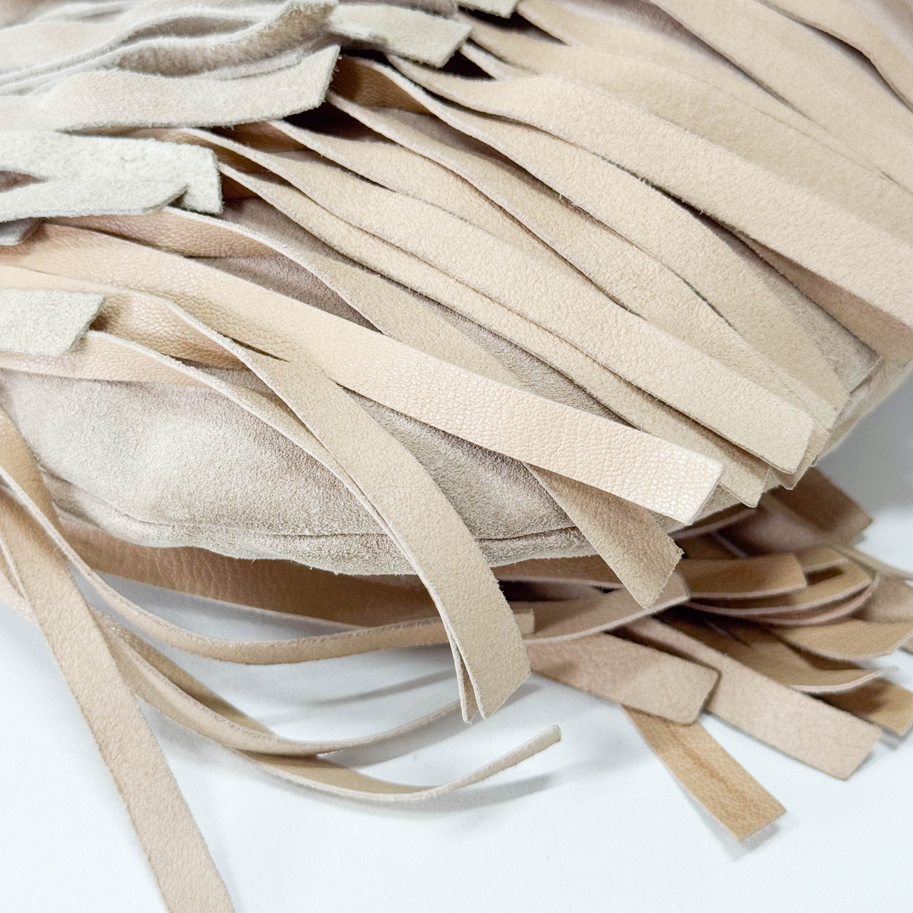 Rive Gauche Beige Suede Fringe Boheme Bag