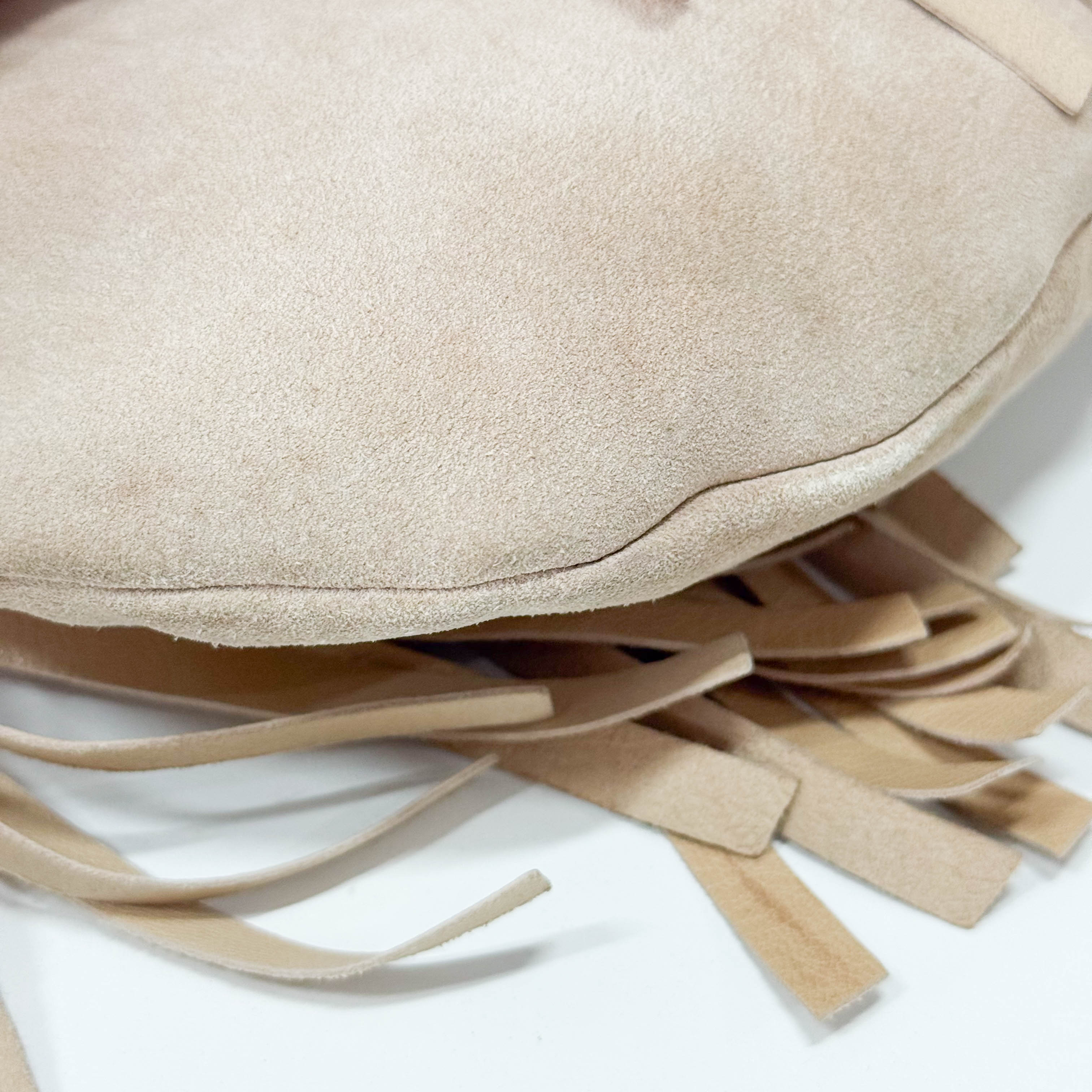 Rive Gauche Beige Suede Fringe Boheme Bag