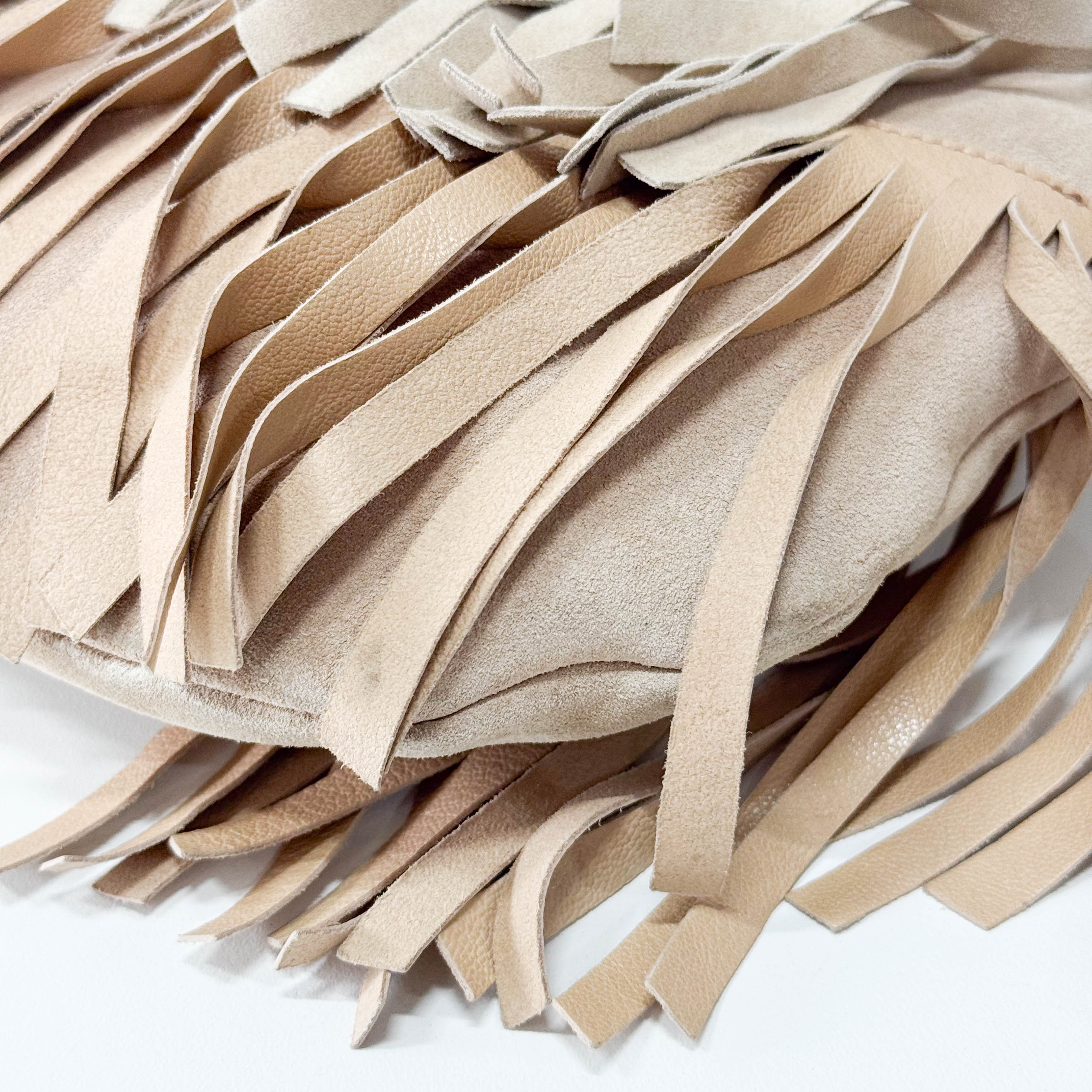 Rive Gauche Beige Suede Fringe Boheme Bag