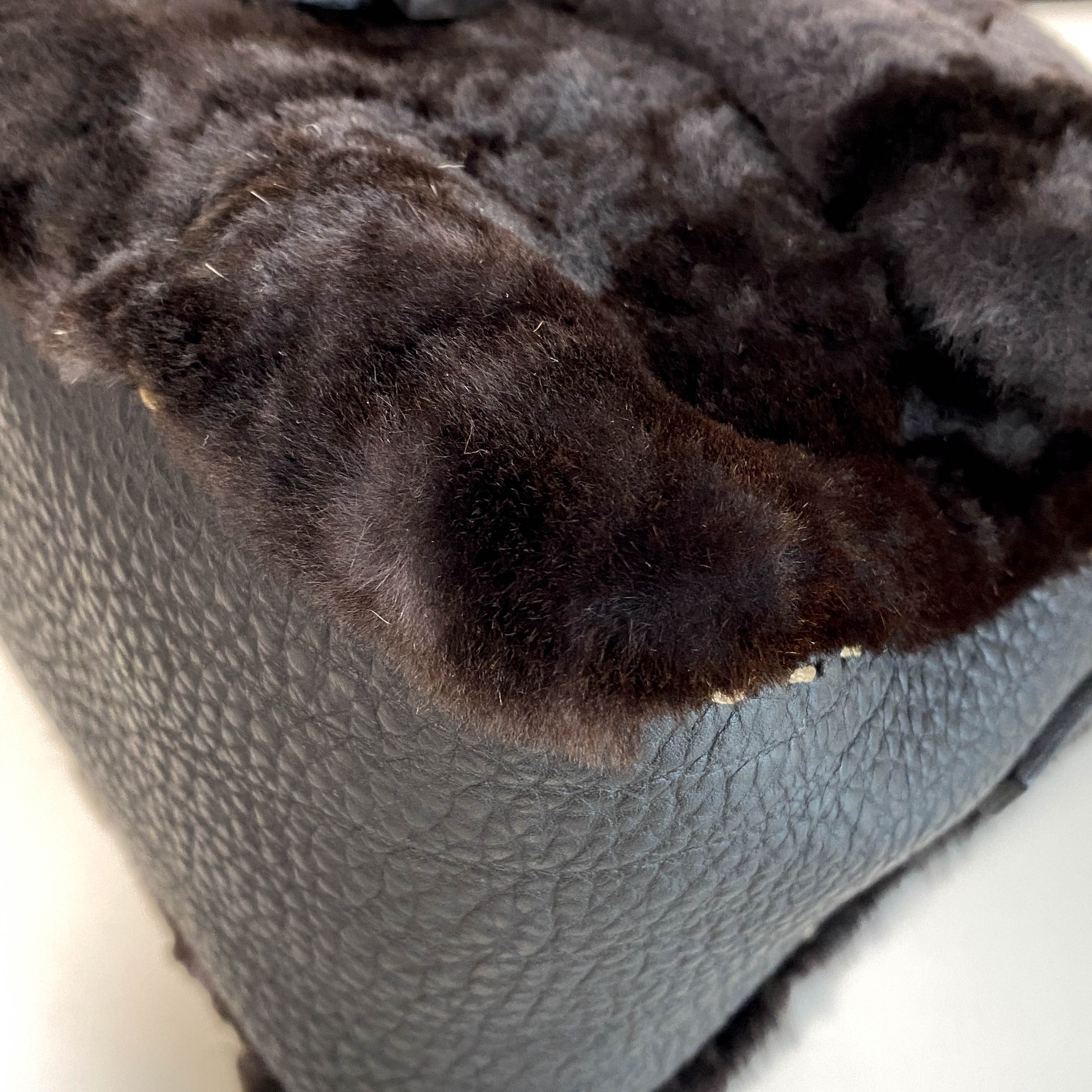 Mini Mamma Baguette Black Fur and Leather