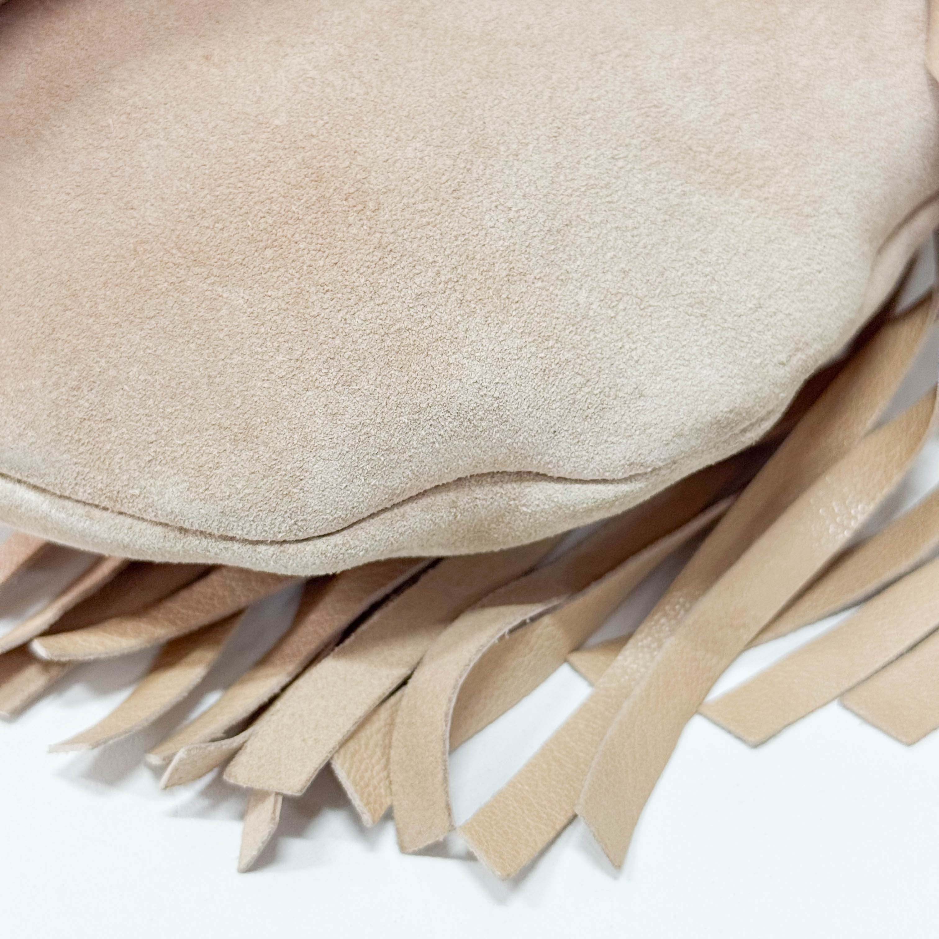 Rive Gauche Beige Suede Fringe Boheme Bag
